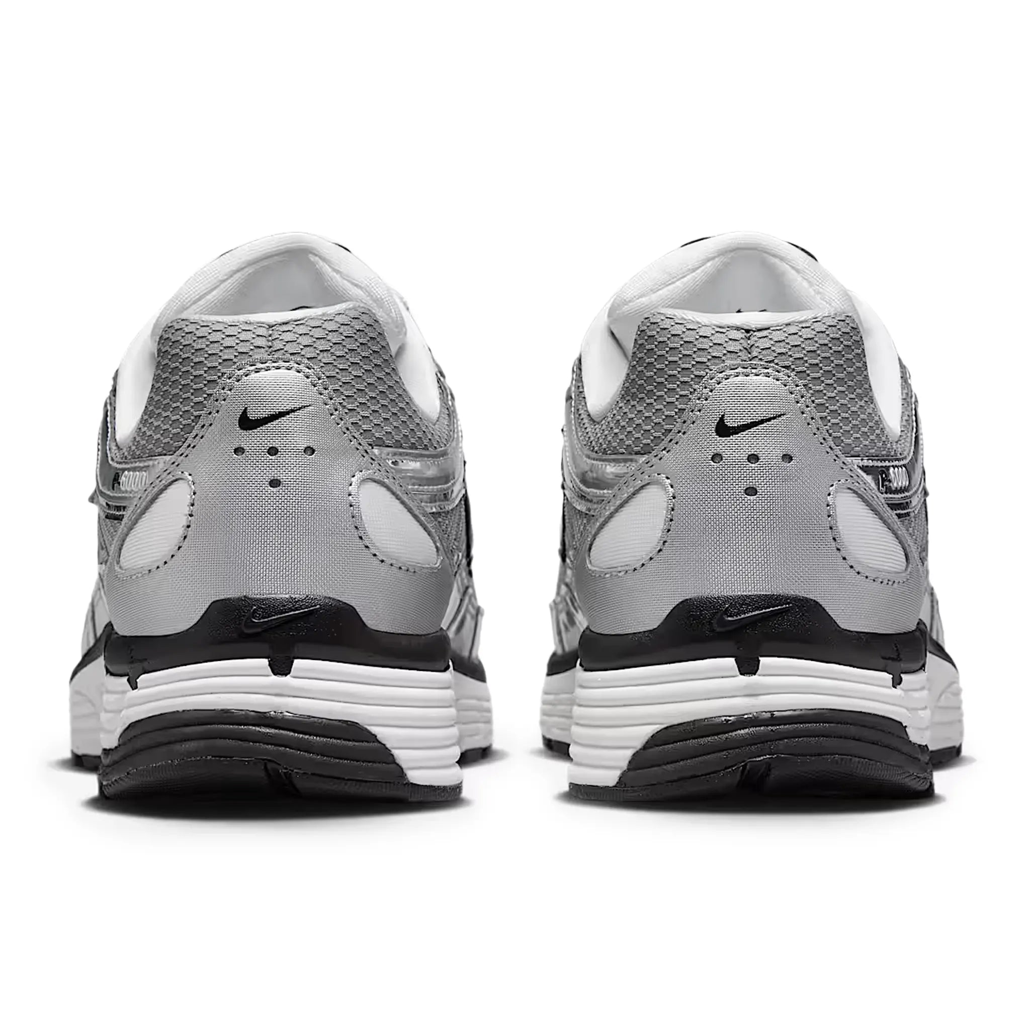 Heel view of Nike P-6000 Metallic Silver