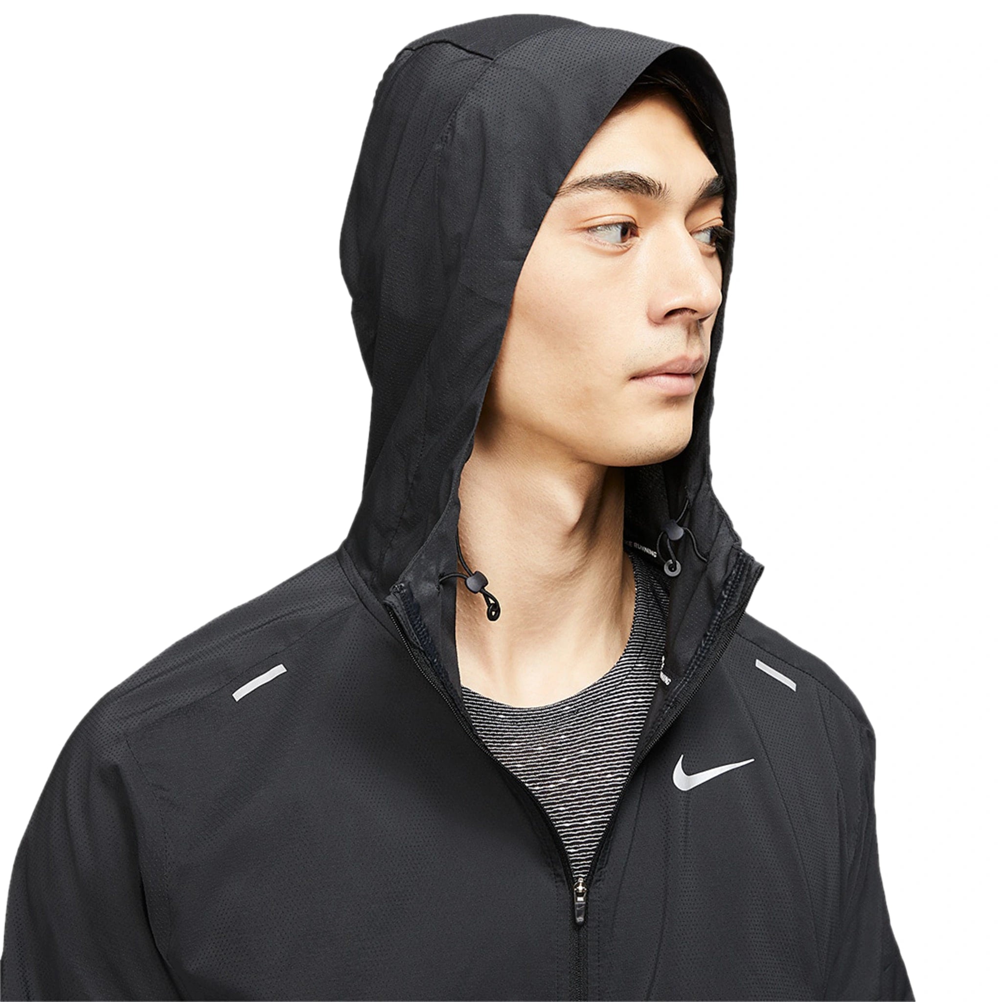 Model\ view of Nike Repel Packable Black Windrunner Jacket CZ9071-010