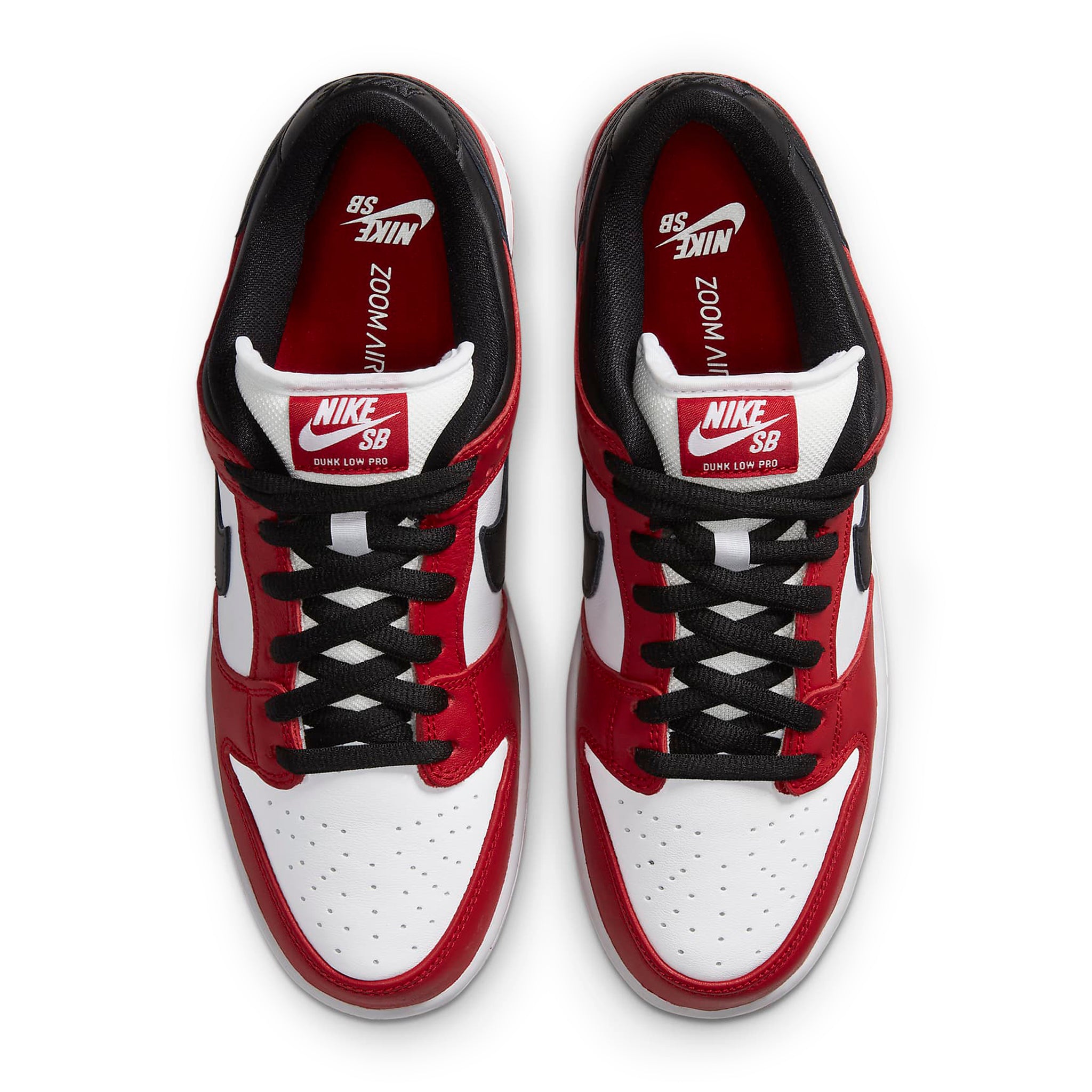 Top down view of Nike SB Dunk Low J-Pack Chicago BQ6817-600