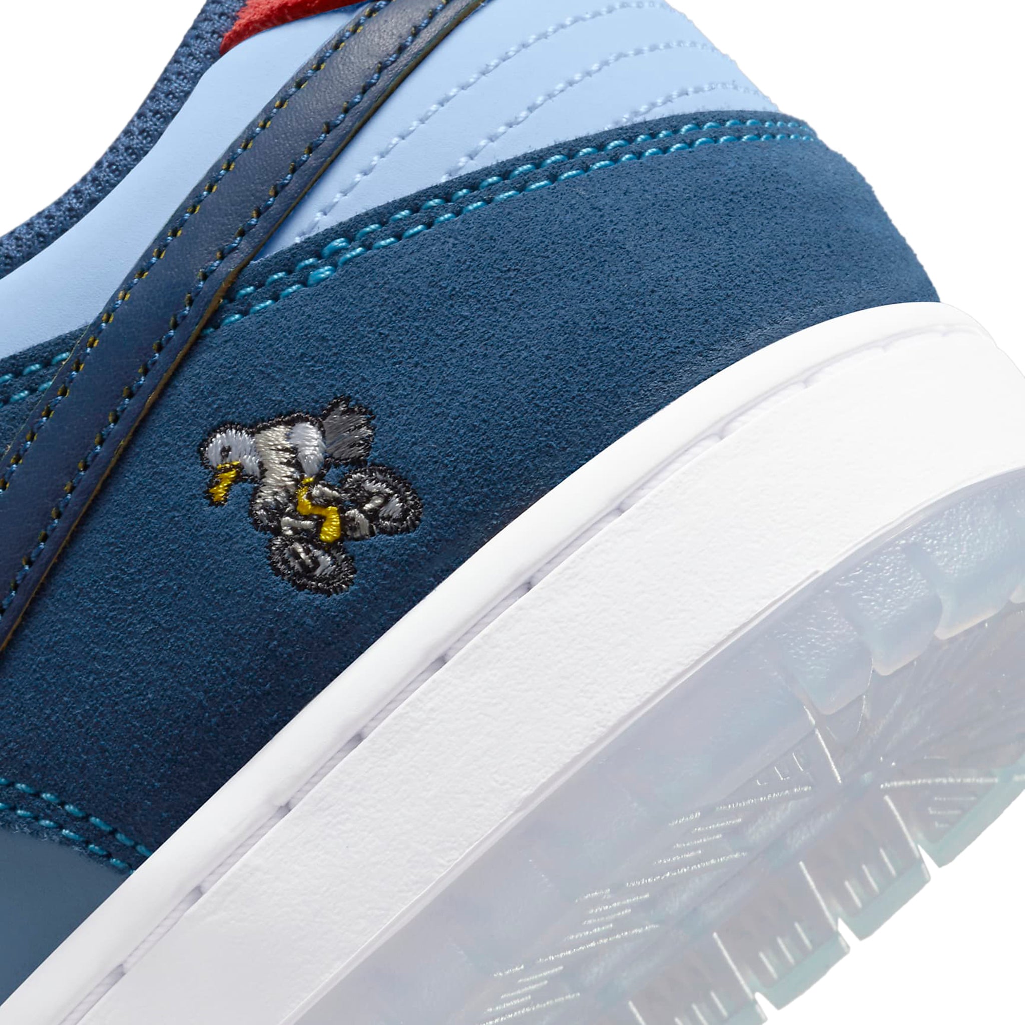 Logo view of Nike SB Dunk Low Pro Why So Sad? DX5549-400