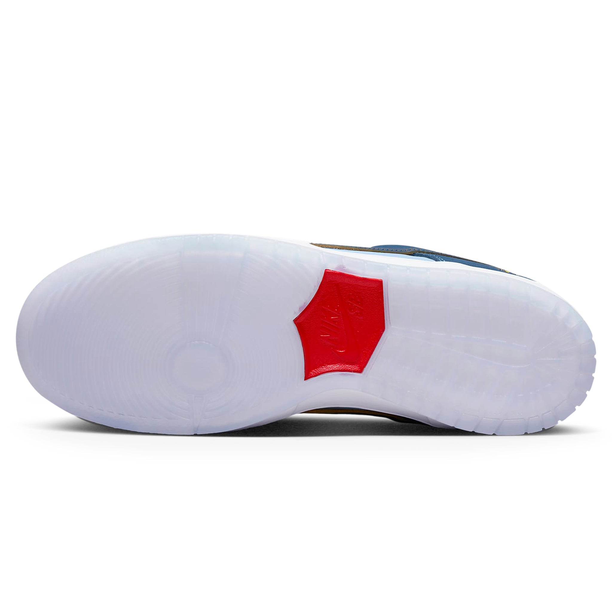 Sole view of Nike SB Dunk Low Pro Why So Sad? DX5549-400