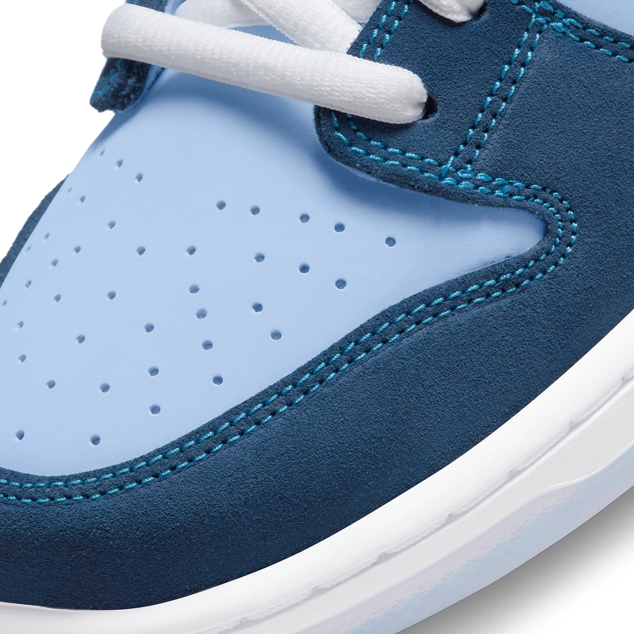 Toe box view of Nike SB Dunk Low Pro Why So Sad? DX5549-400