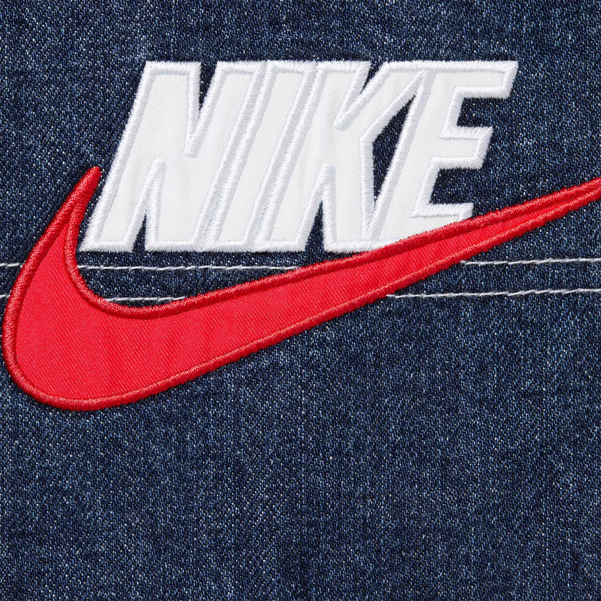 Detail view of Nike Supreme Denim Indigo Blue Shorts