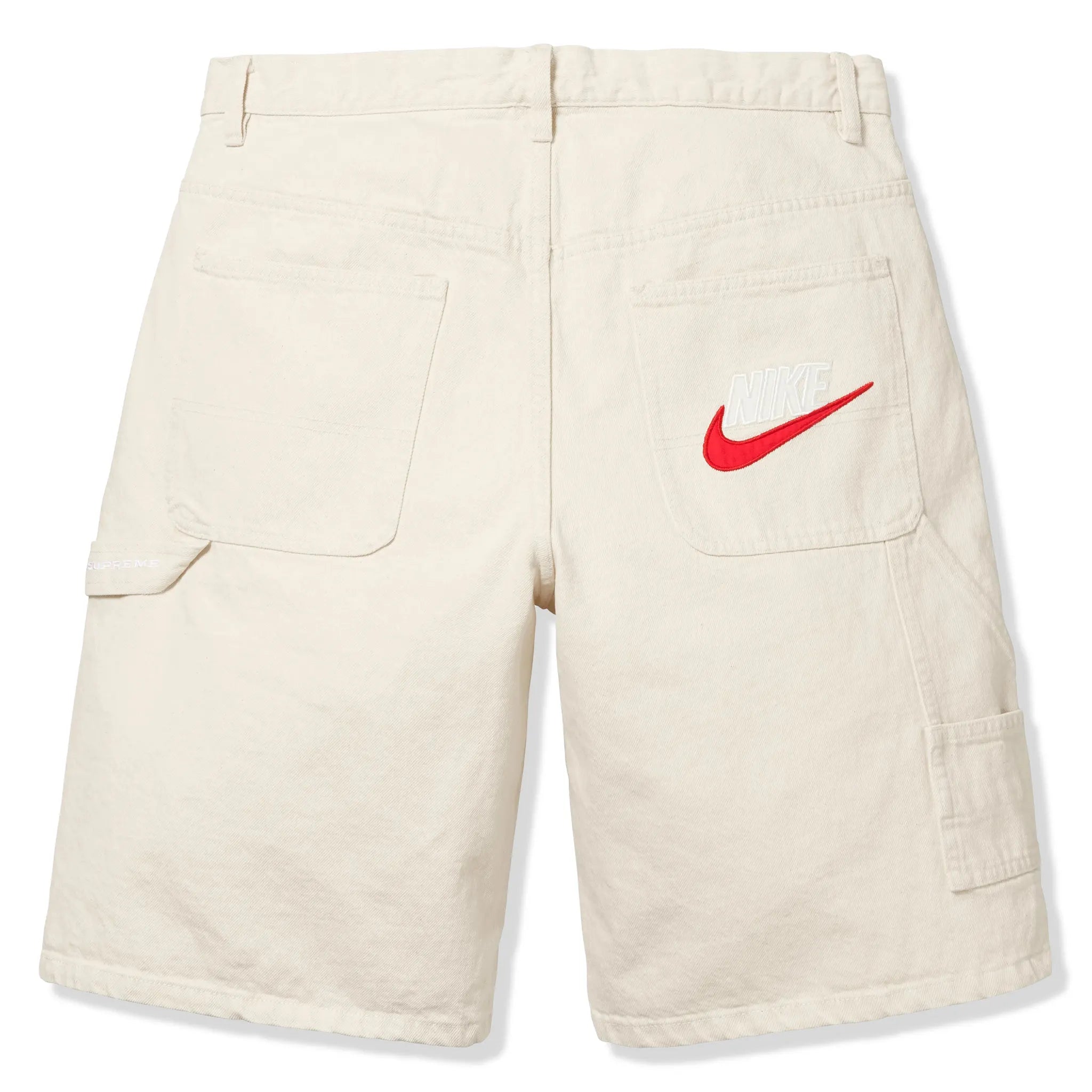 Back view of Nike Supreme Denim Natural White Shorts
