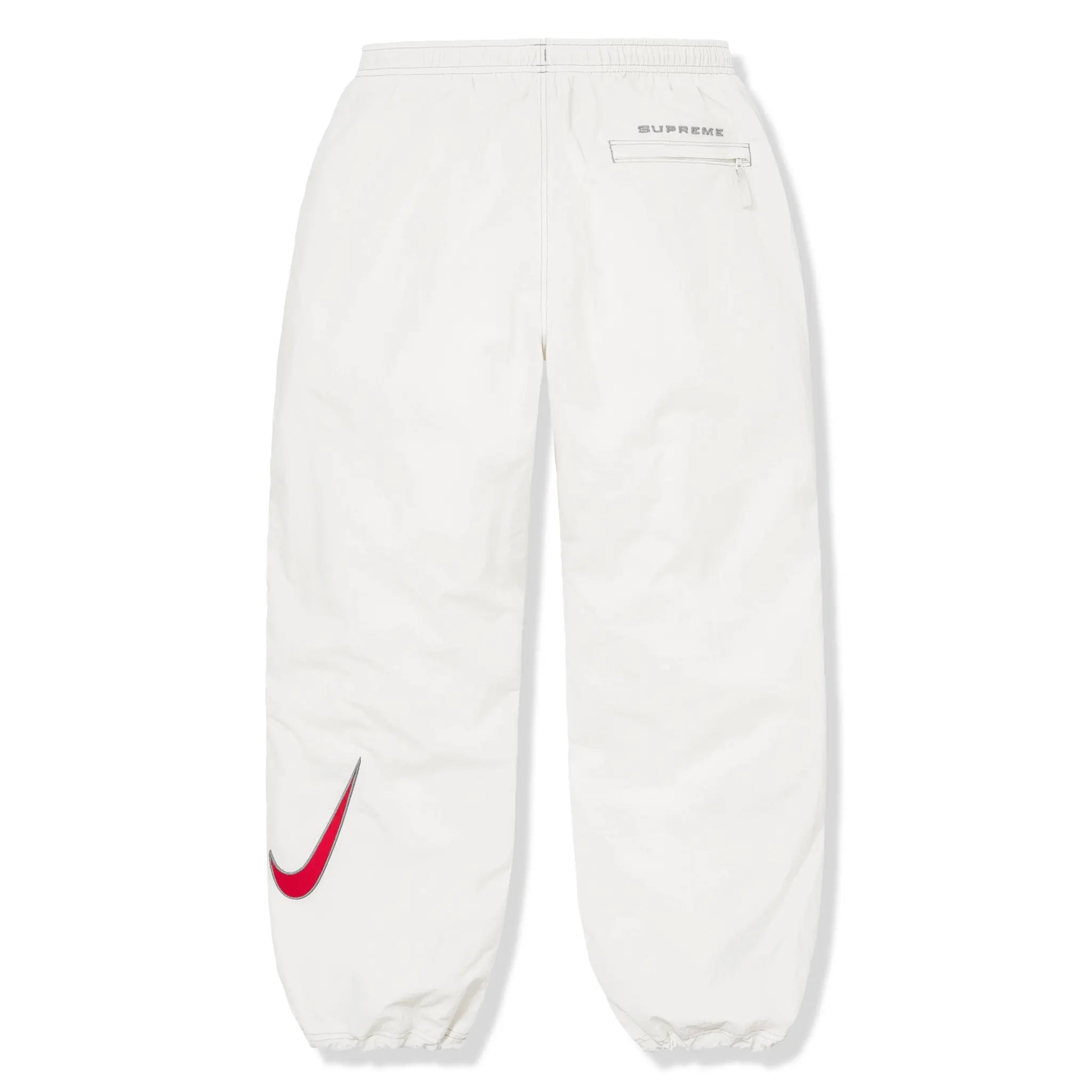 Back view of Nike Supreme Ripstop White Track Pants