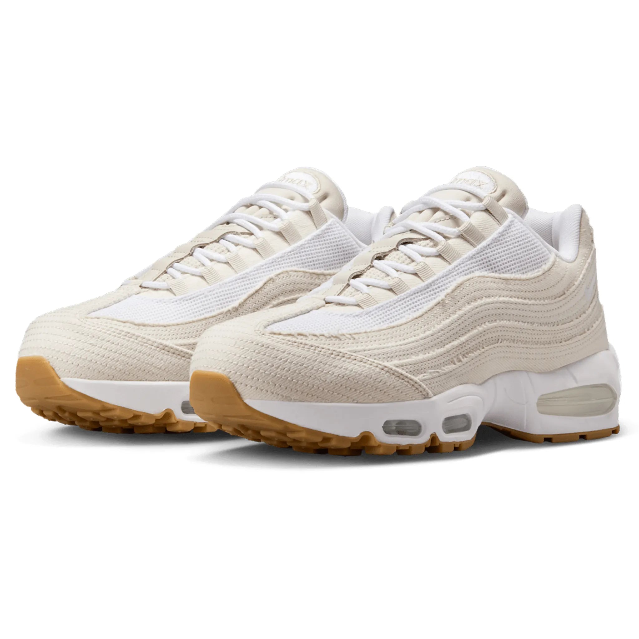 Front Side View of Nike x Levi's Airmax 95 White and Ecru Sneaker HM4743-100