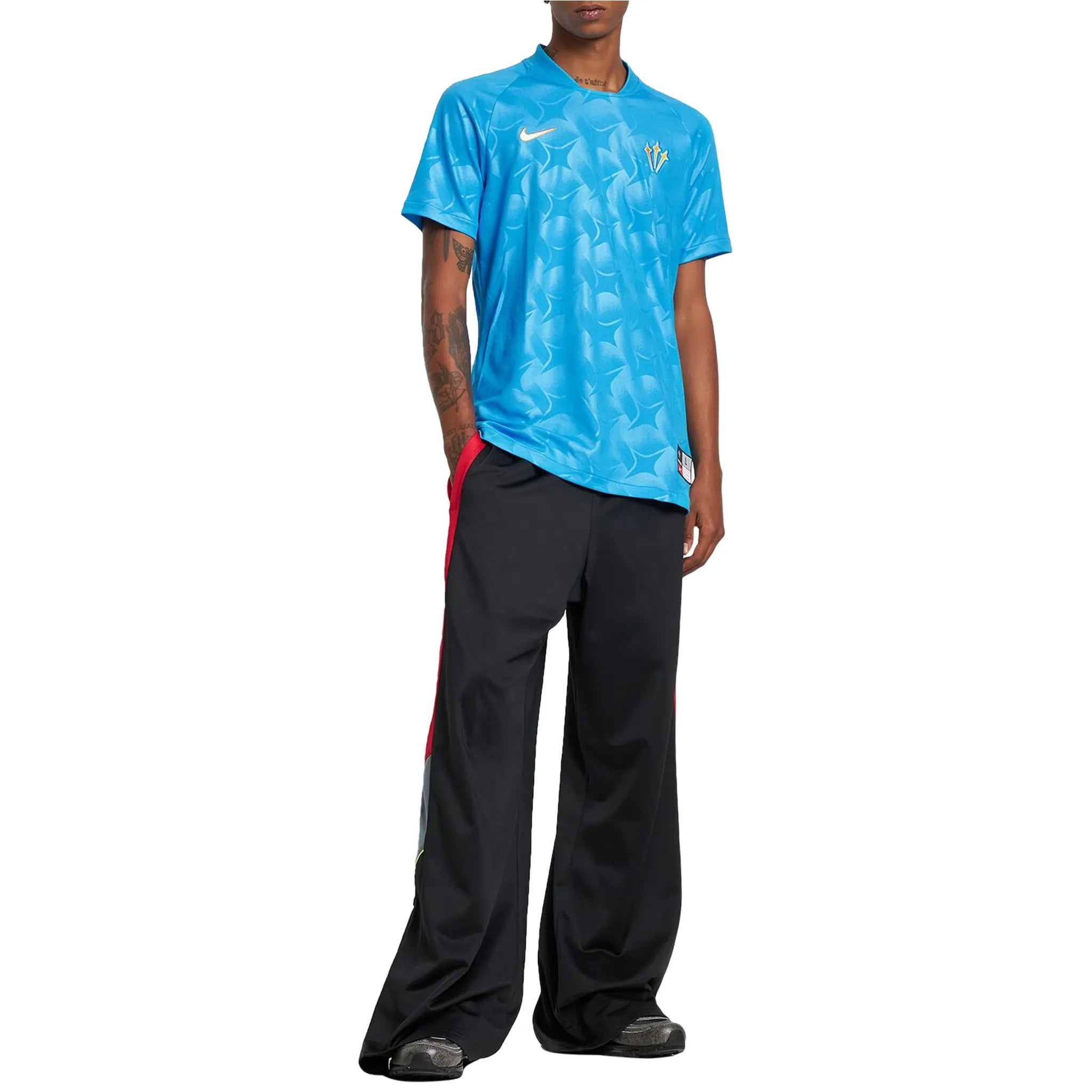 Model front view of Nike x Nocta Distant Regards Blue Jersey DR2616-450