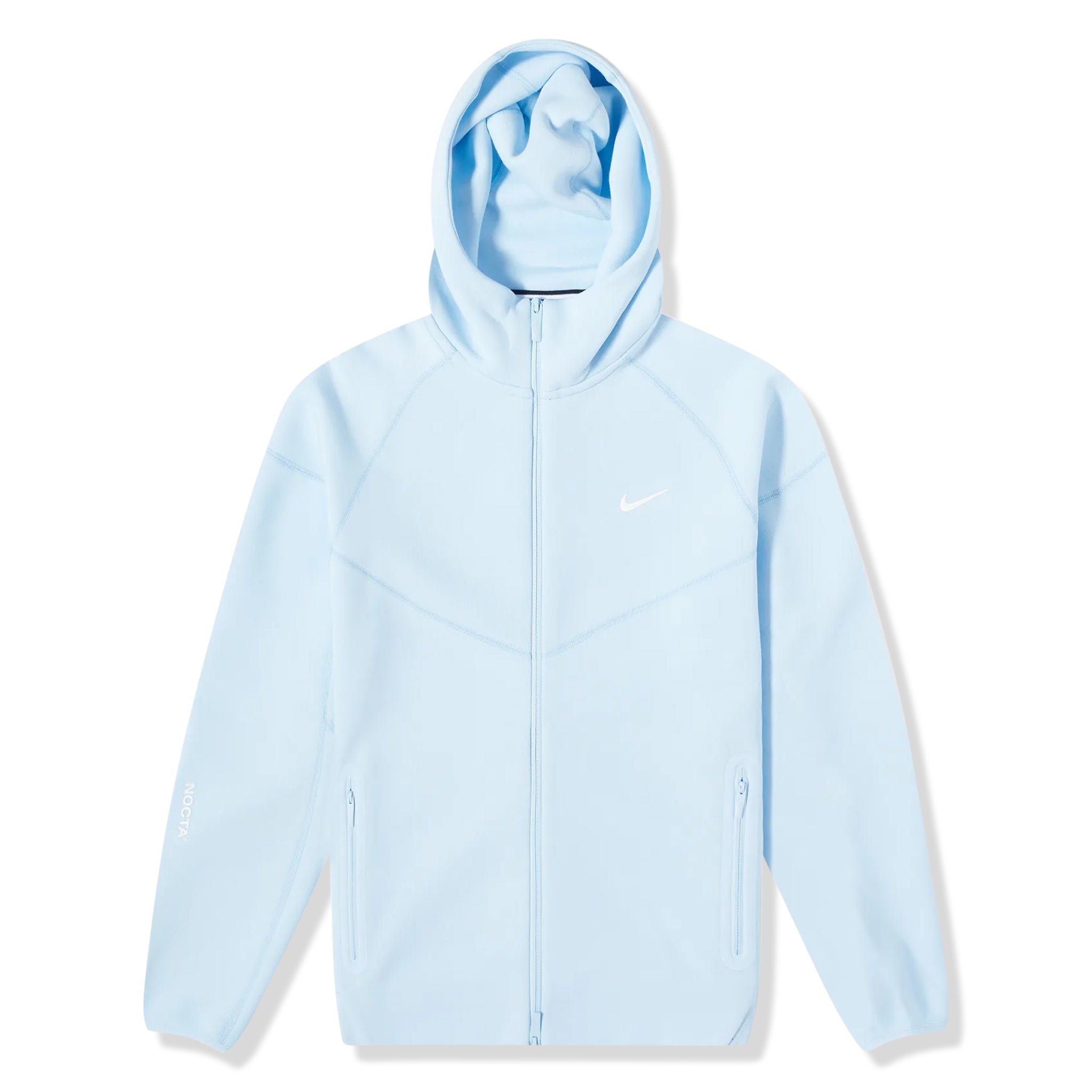 Front view of nike x nocta tech fleece blue zip up hoody fd8453-428