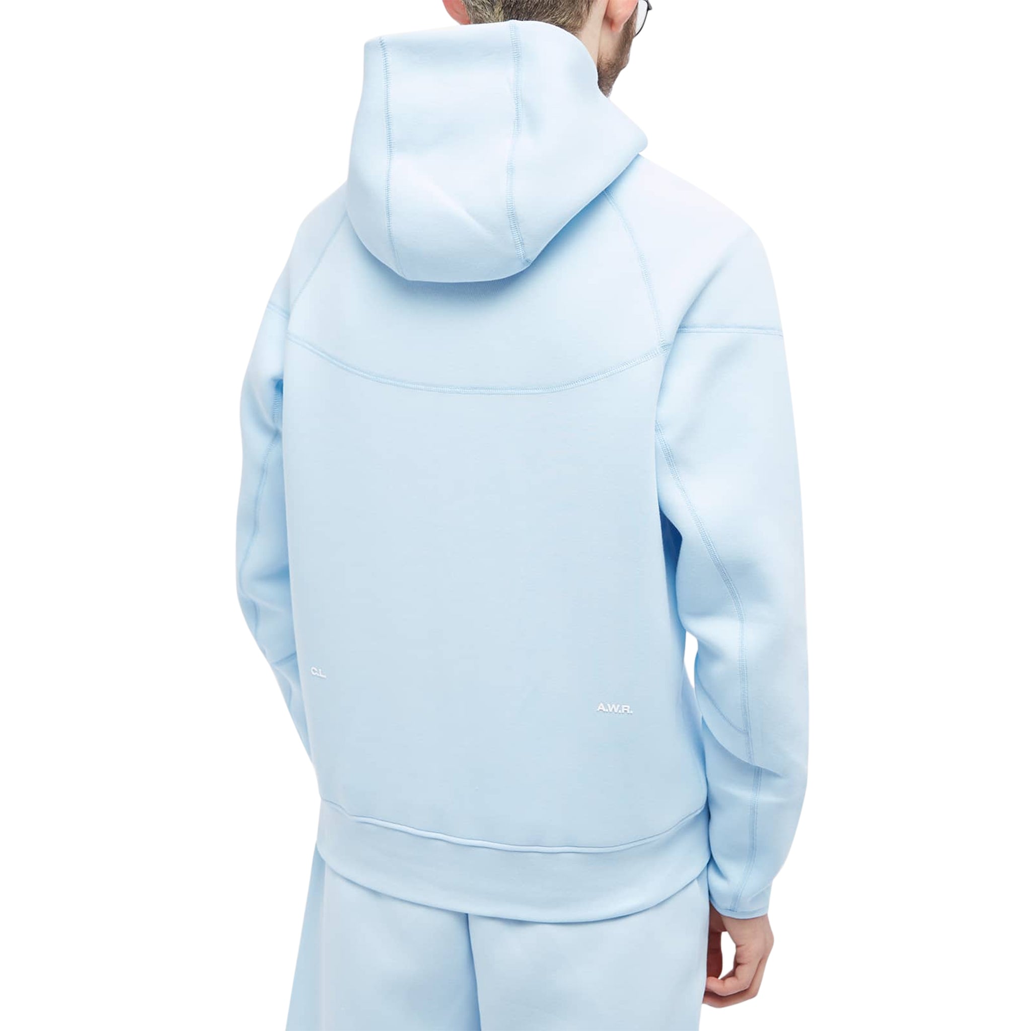 Back view of nike x nocta tech fleece blue zip up hoody fd8453-428