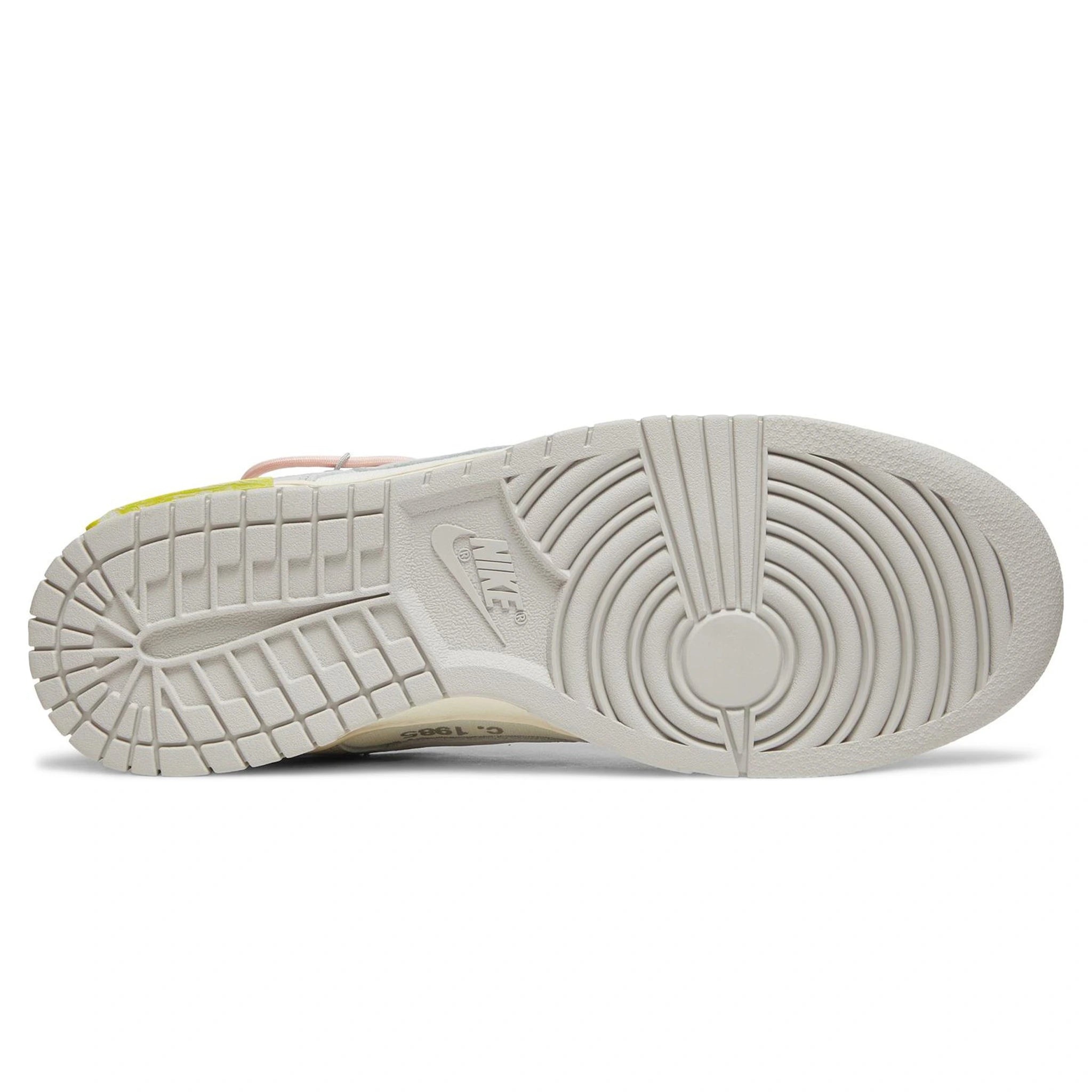 Sole view of Nike x Off White Dunk Low Lot 24 DM1602-119