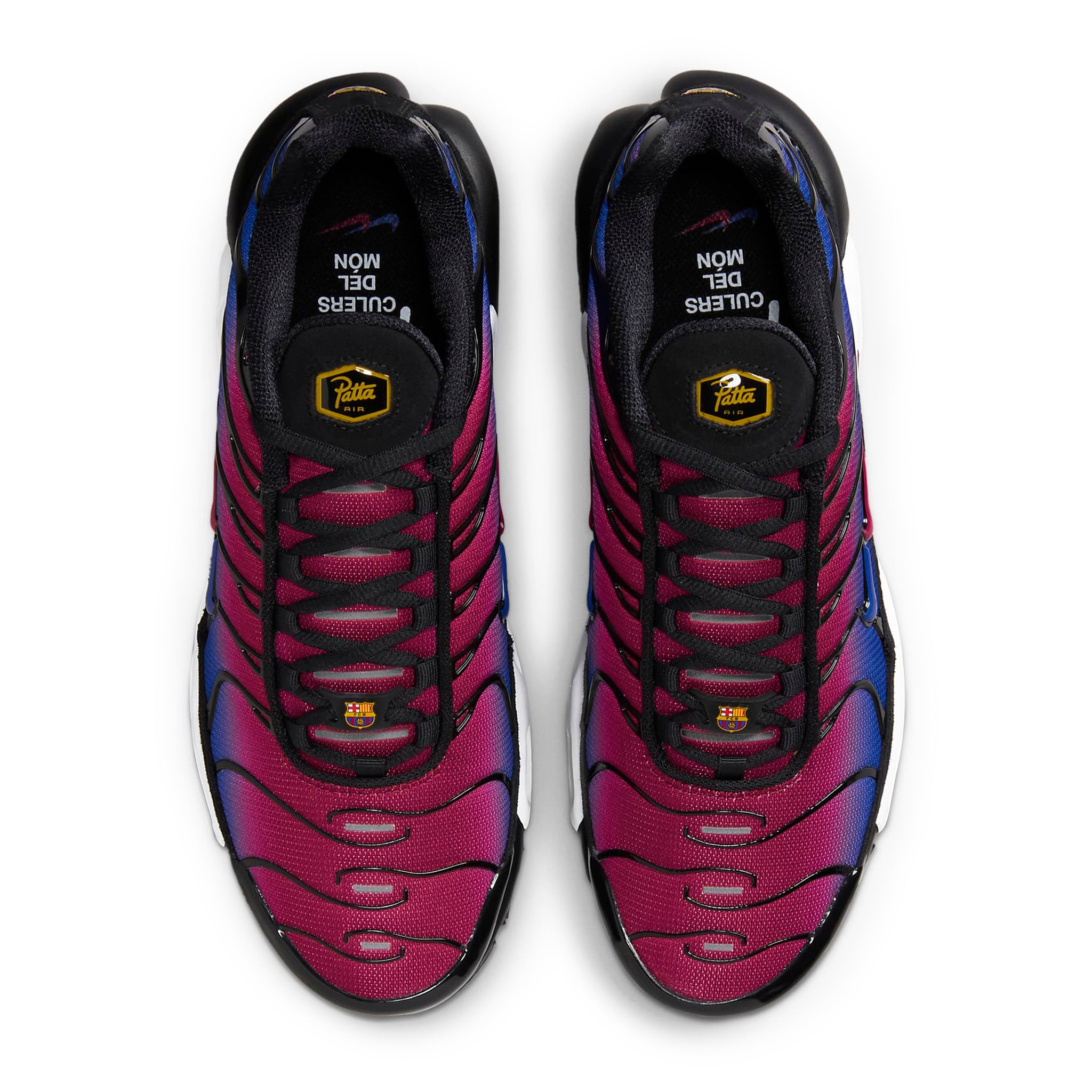 Top view of Nike x Patta x Barcelona FC Air Max Plus Culers Del Món FN8260-001