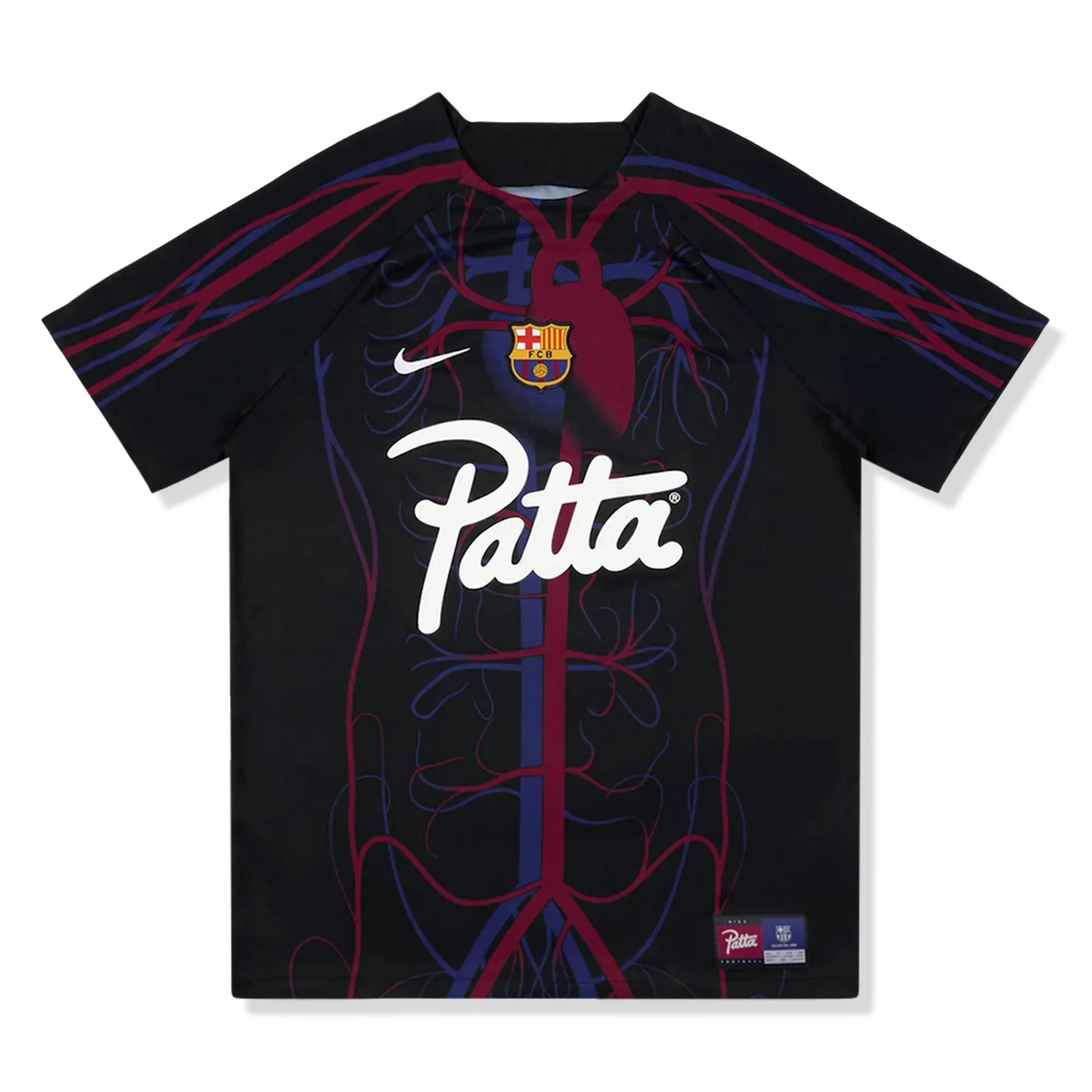 Front View of Nike x Patta x Barcelona FC Culers del Món Script Logo Pre-Match Jersey