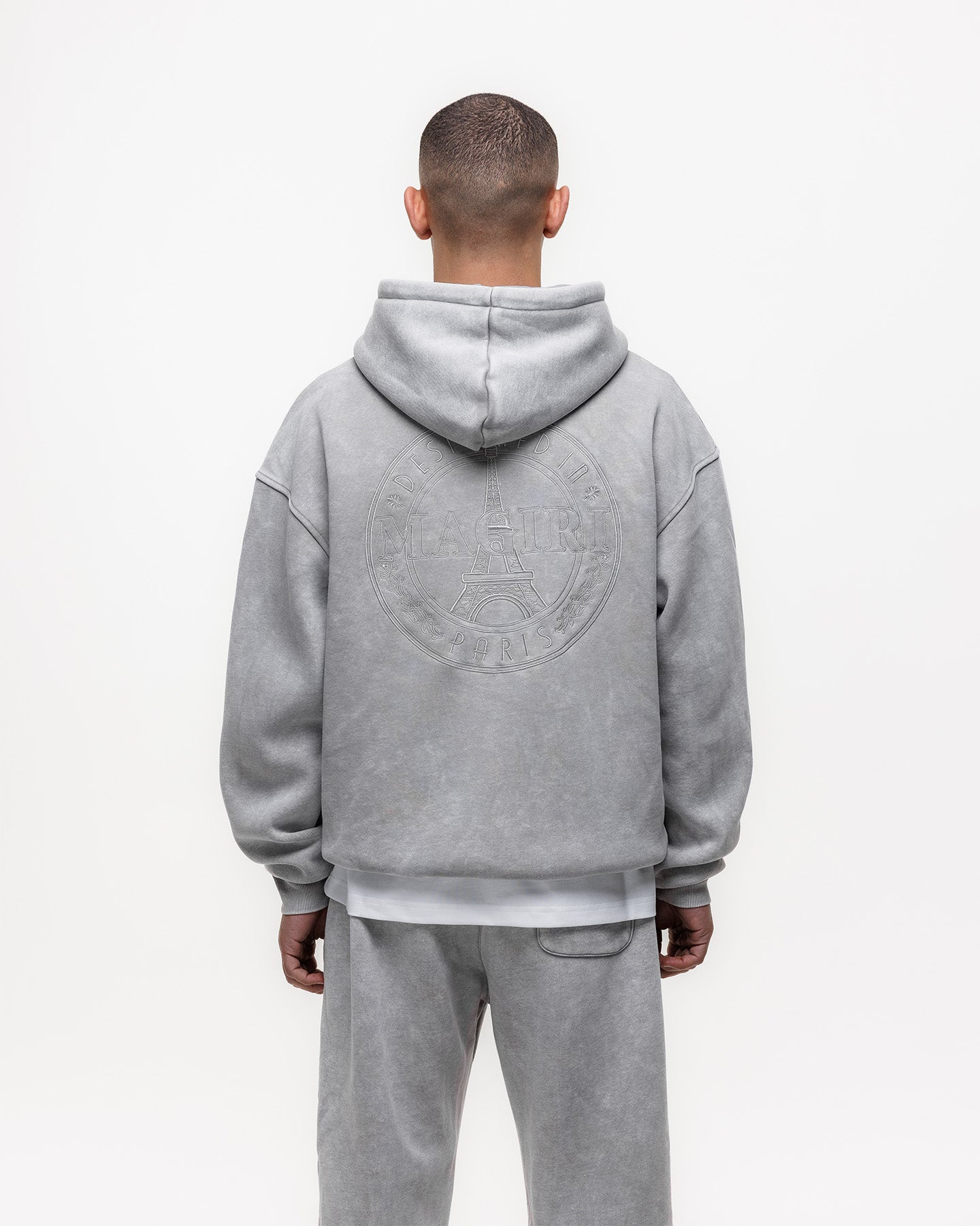 MAGIRI Embroidered Acid Washed Oatmeal Hoodie