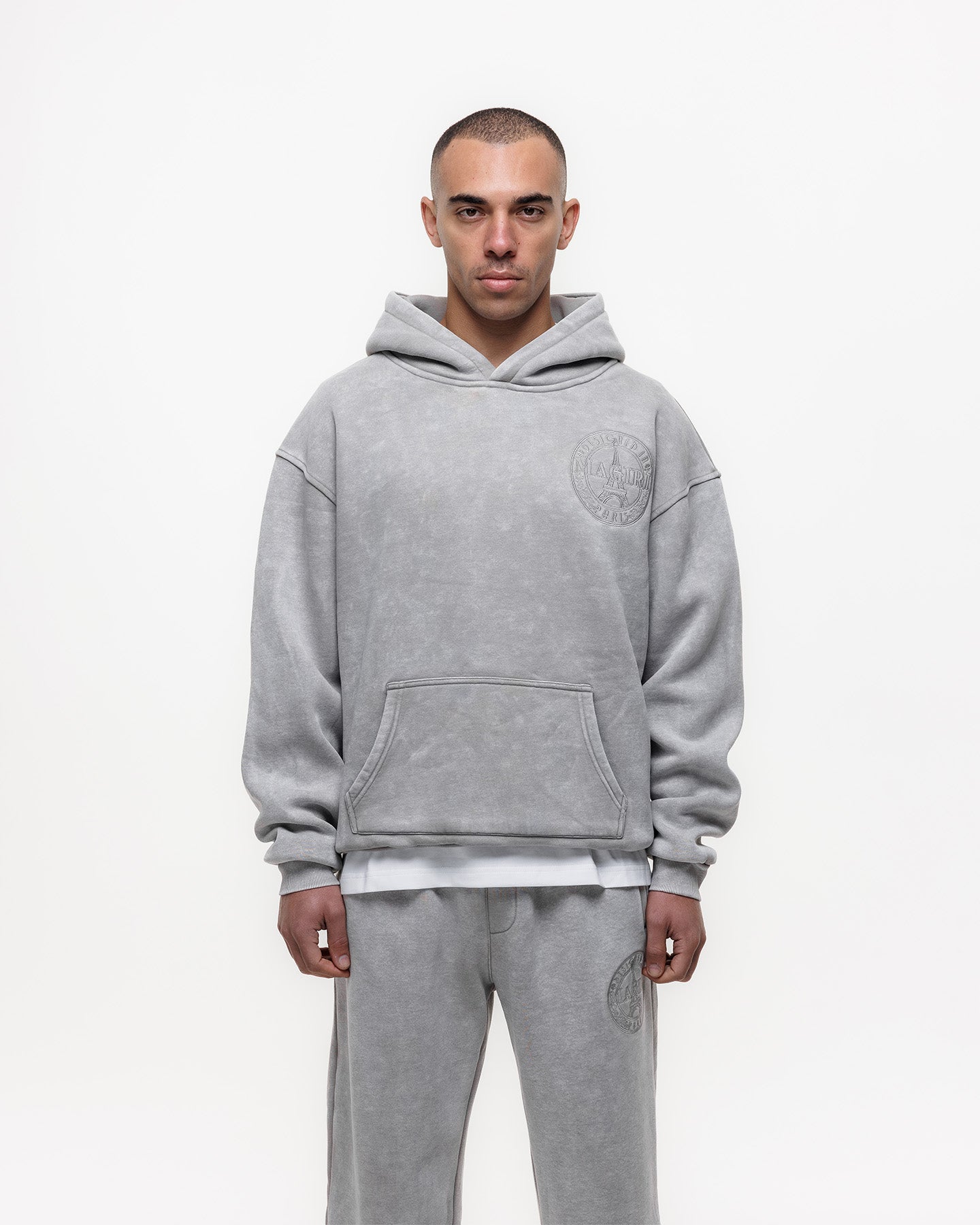 MAGIRI Embroidered Acid Washed Oatmeal Hoodie