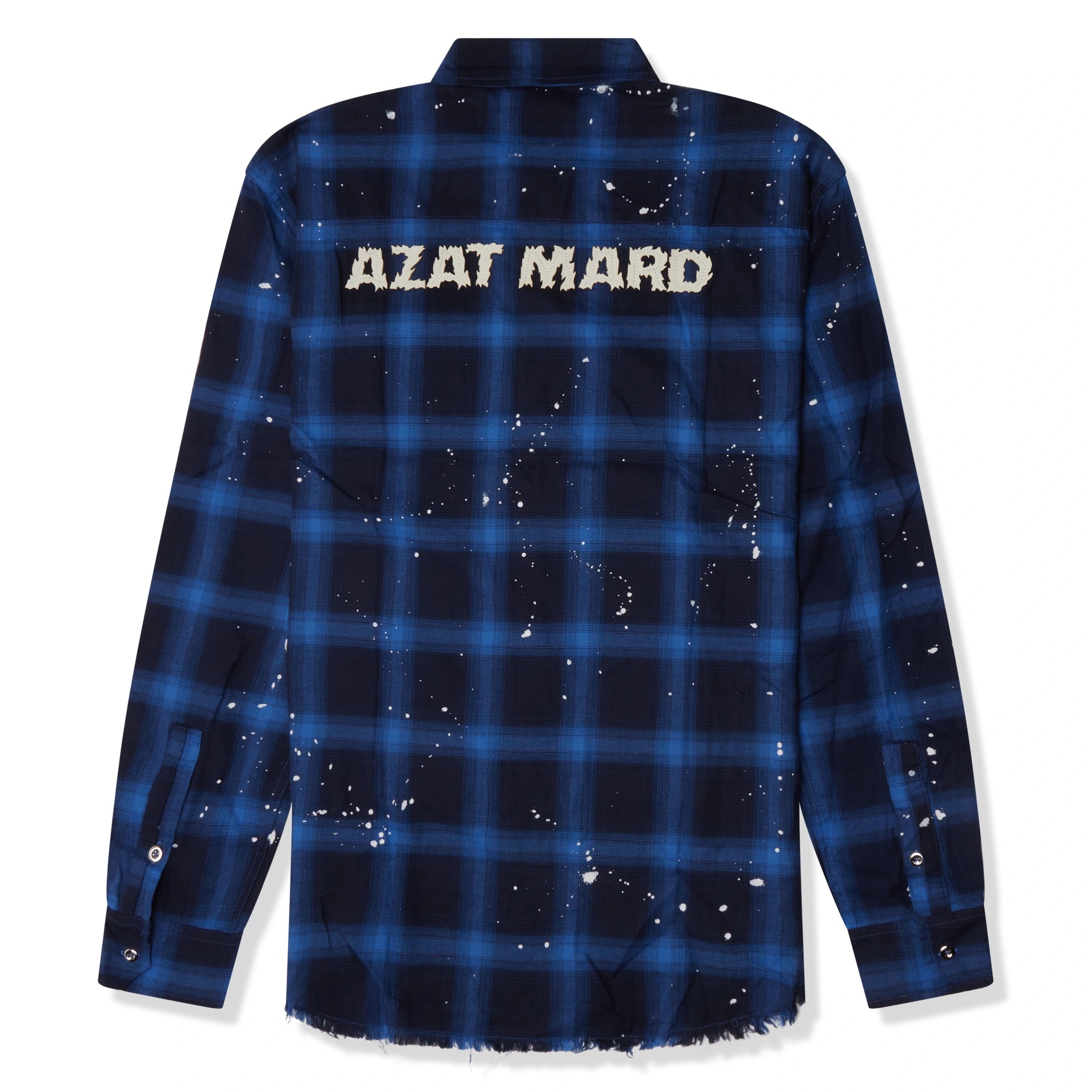Back view of Azat Mard Blue Check Flannel Shirt