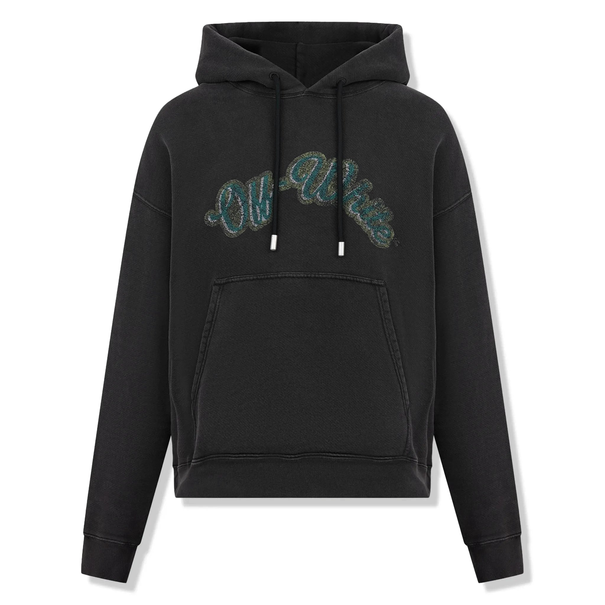 Front view of Off-White Bacchus Skate Black Hoodie OMBB085S24FLE0201055