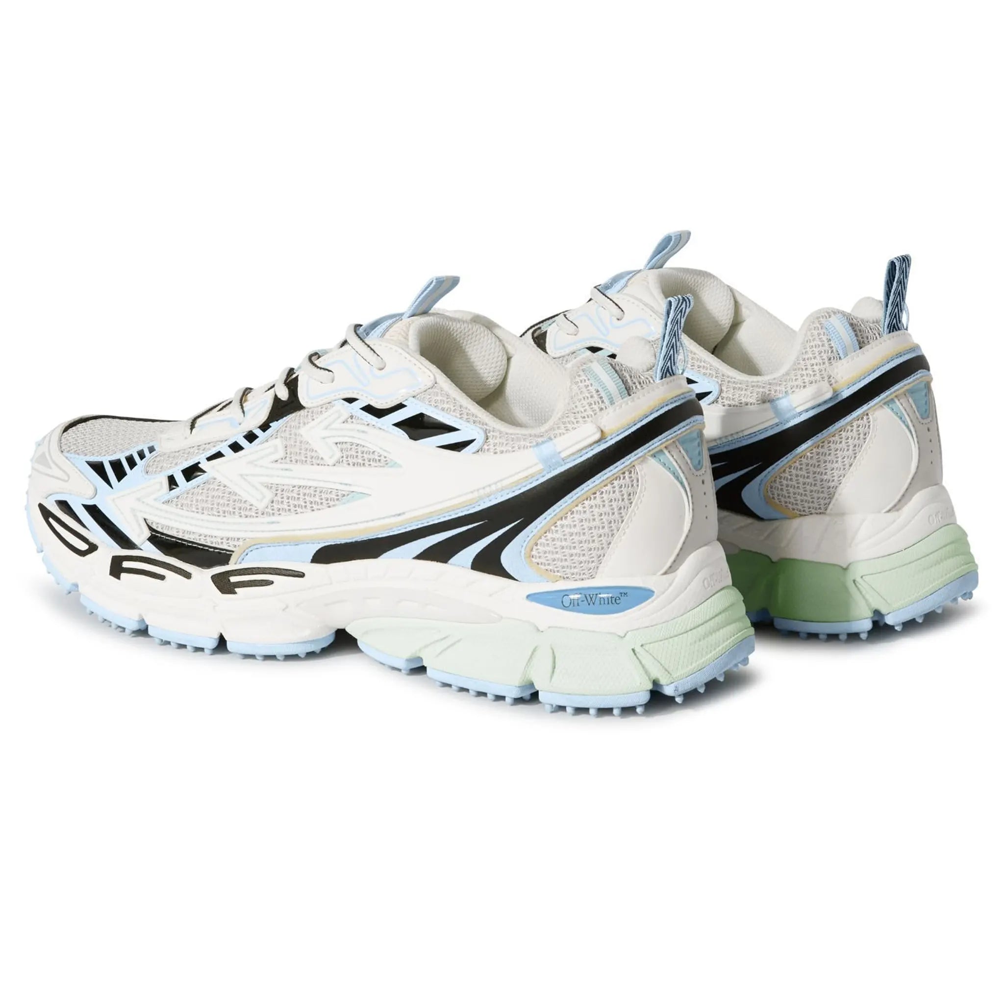 Back Side View of Off-White Be Right Back White Light Blue Sneaker (W) OMIA295C99FAB0010140
