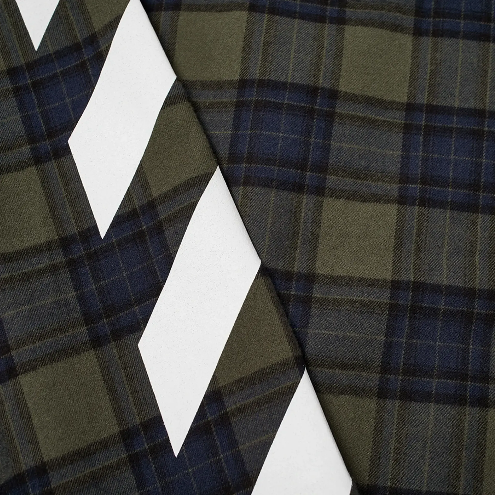 Detailed Print View of Off-White Diagonal Check Green Flannel Shirt OMGA133S21FAB0015701