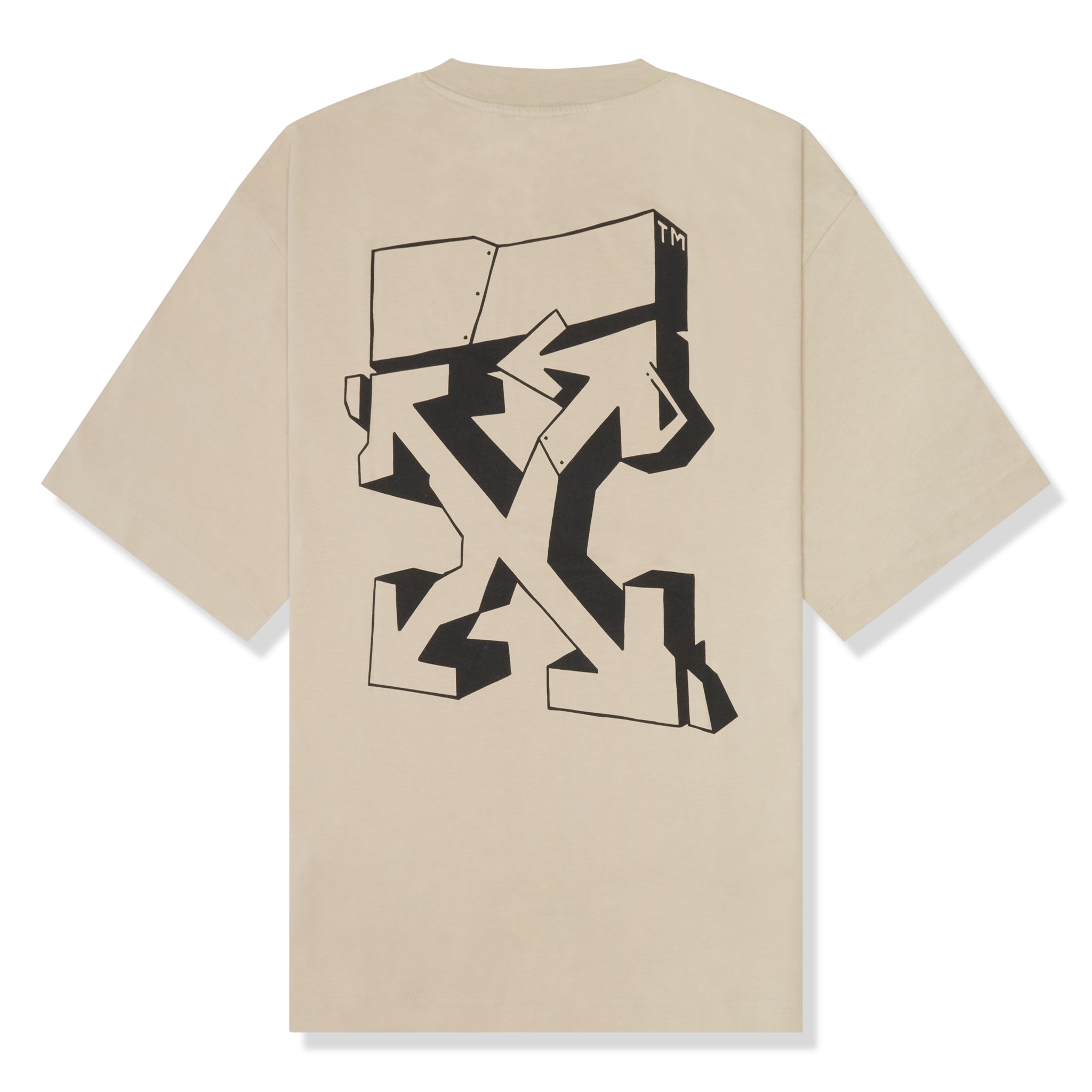 Back view of Off-White Graffiti Print Beige T Shirt OMAA120S22JER0031710