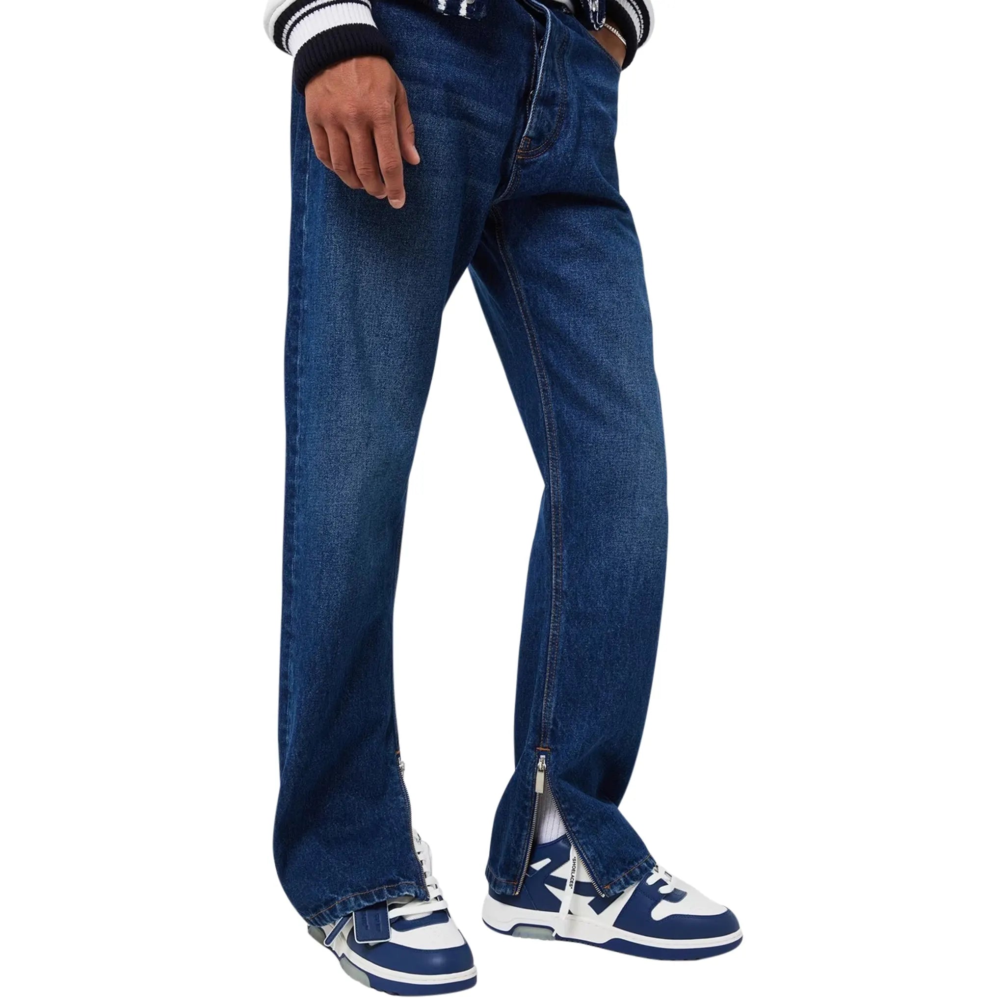 Model view of Off White Out Of Office Navy Blue White Trainers