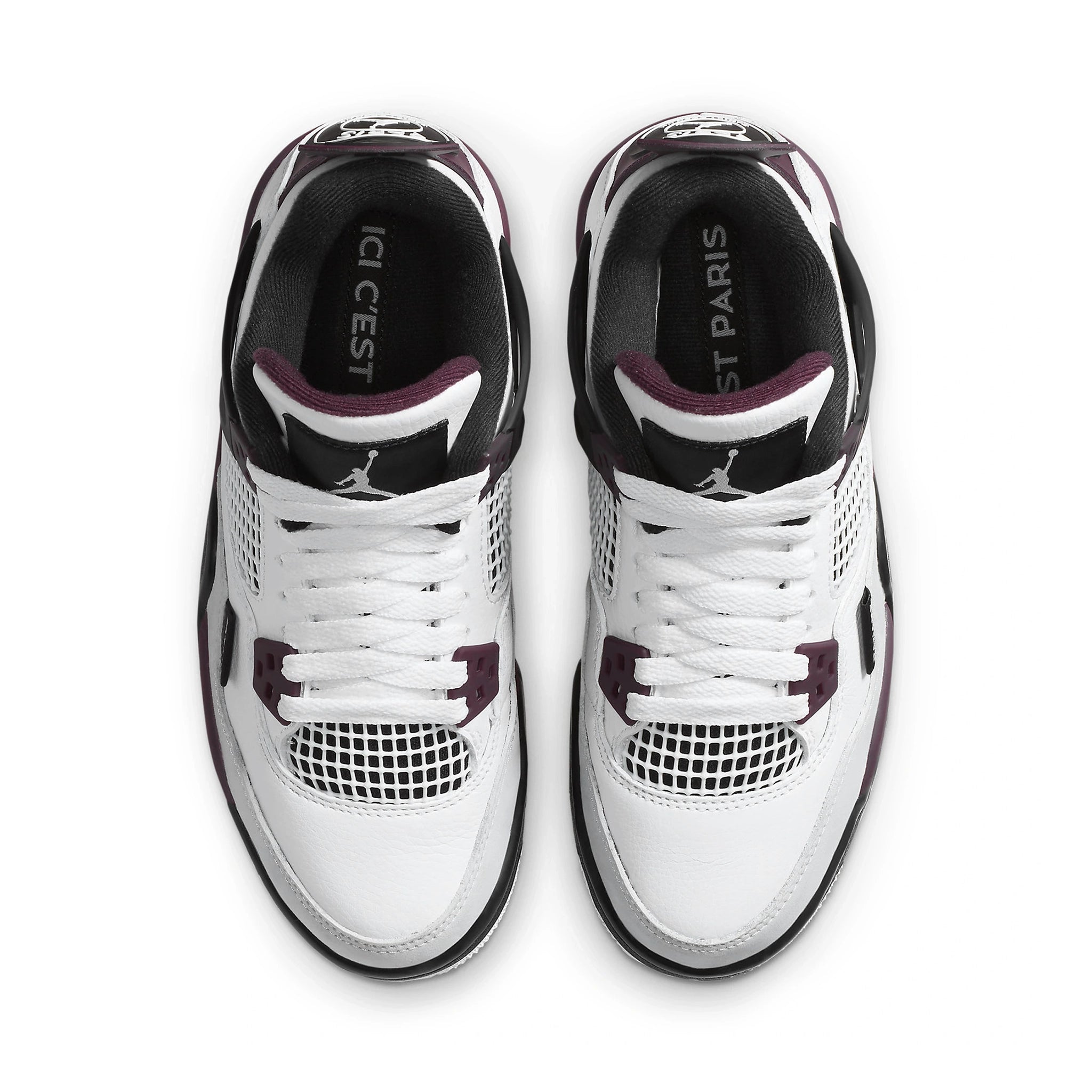 Top view of Paris Saint-Germain x Air Jordan 4 Retro Bordeaux (GS) CZ6509-100