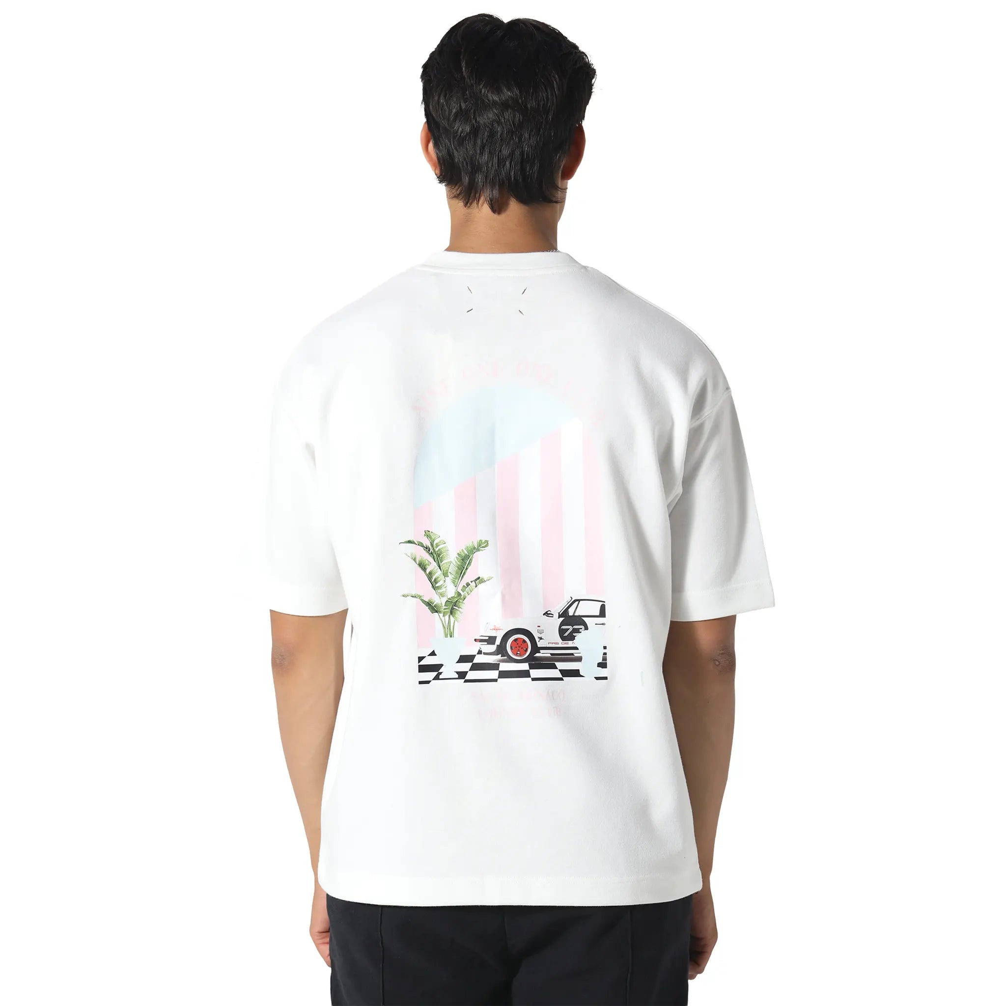 Back View of Pas De Monaco 911 Club Off White T-Shirt 506061520524