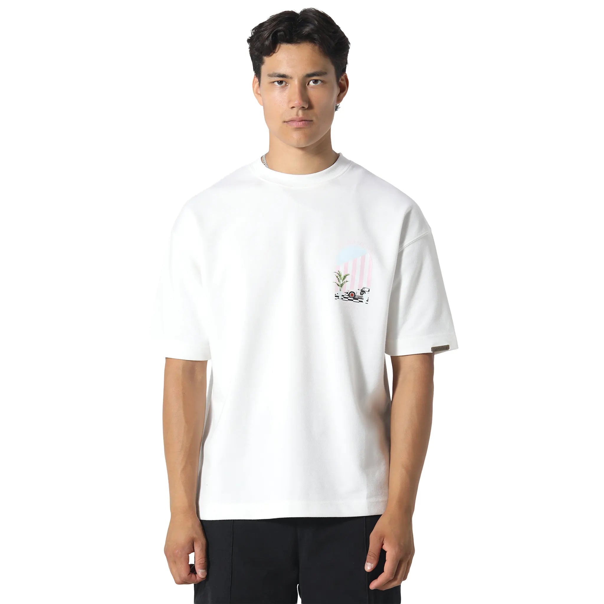 Front View of Pas De Monaco 911 Club Off White T-Shirt 506061520524