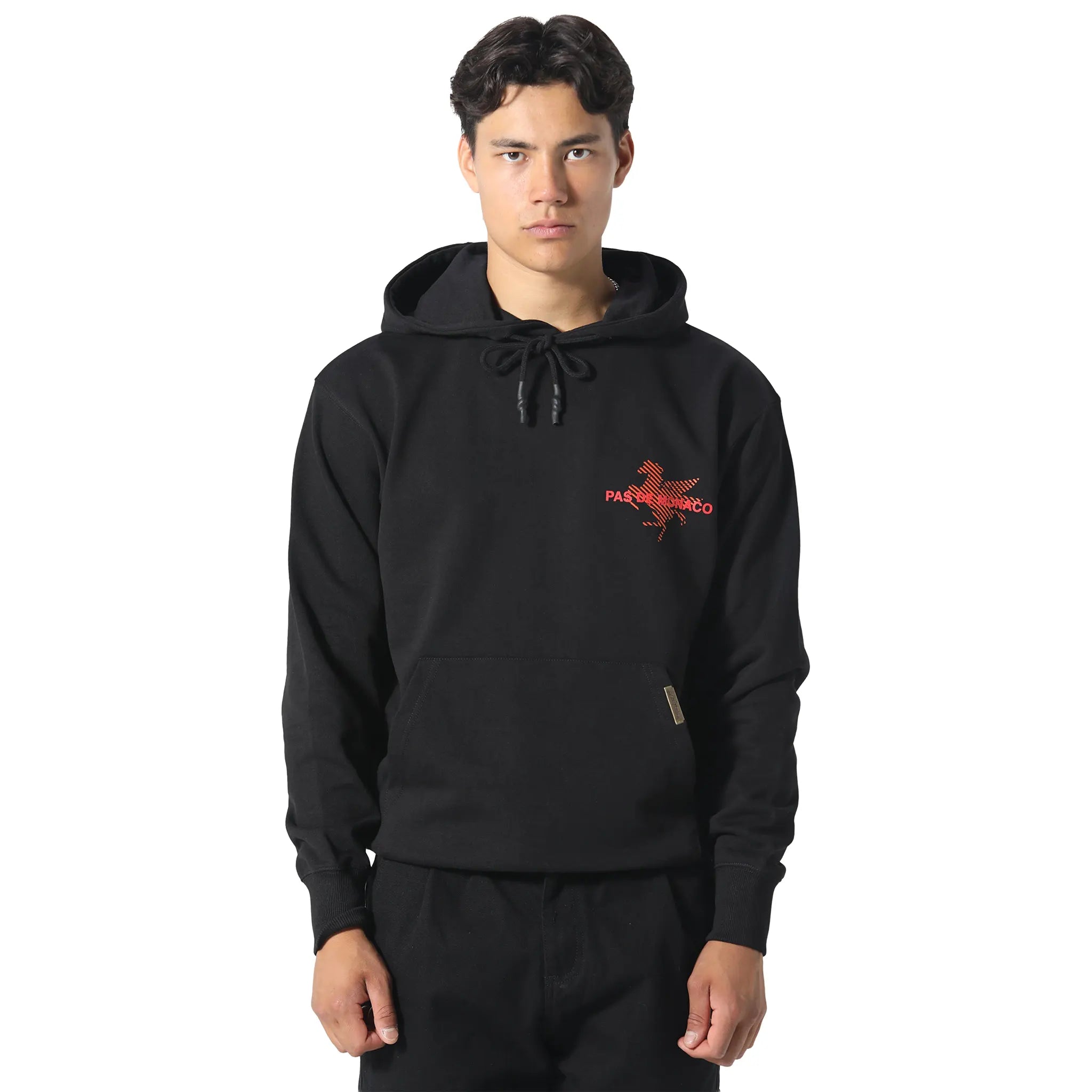 Front View of Pas De Monaco La Pegaus Chevron Black Hoodie PKK22S005-Q11