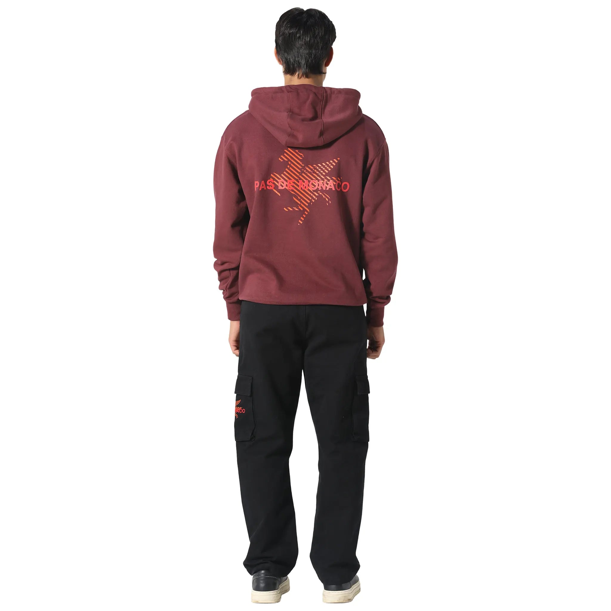 Back View of Pas De Monaco La Pegaus Chevron Deep Maroon Hoodie PKK22S005-O11