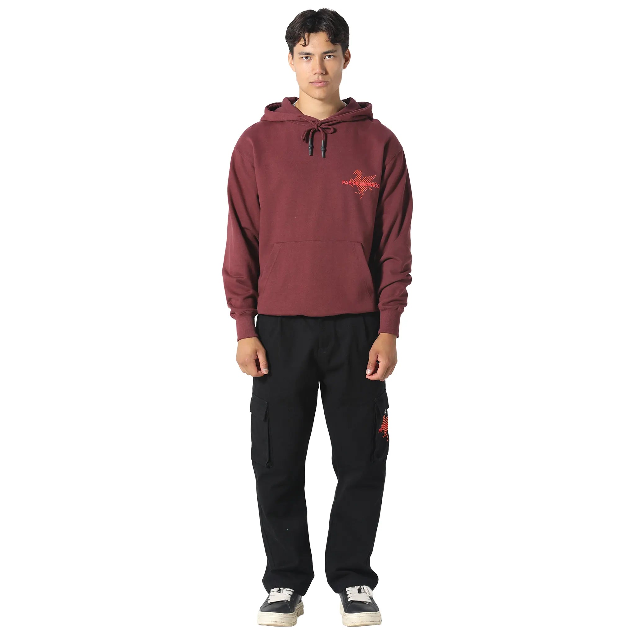 Front View of Pas De Monaco La Pegaus Chevron Deep Maroon Hoodie PKK22S005-O11