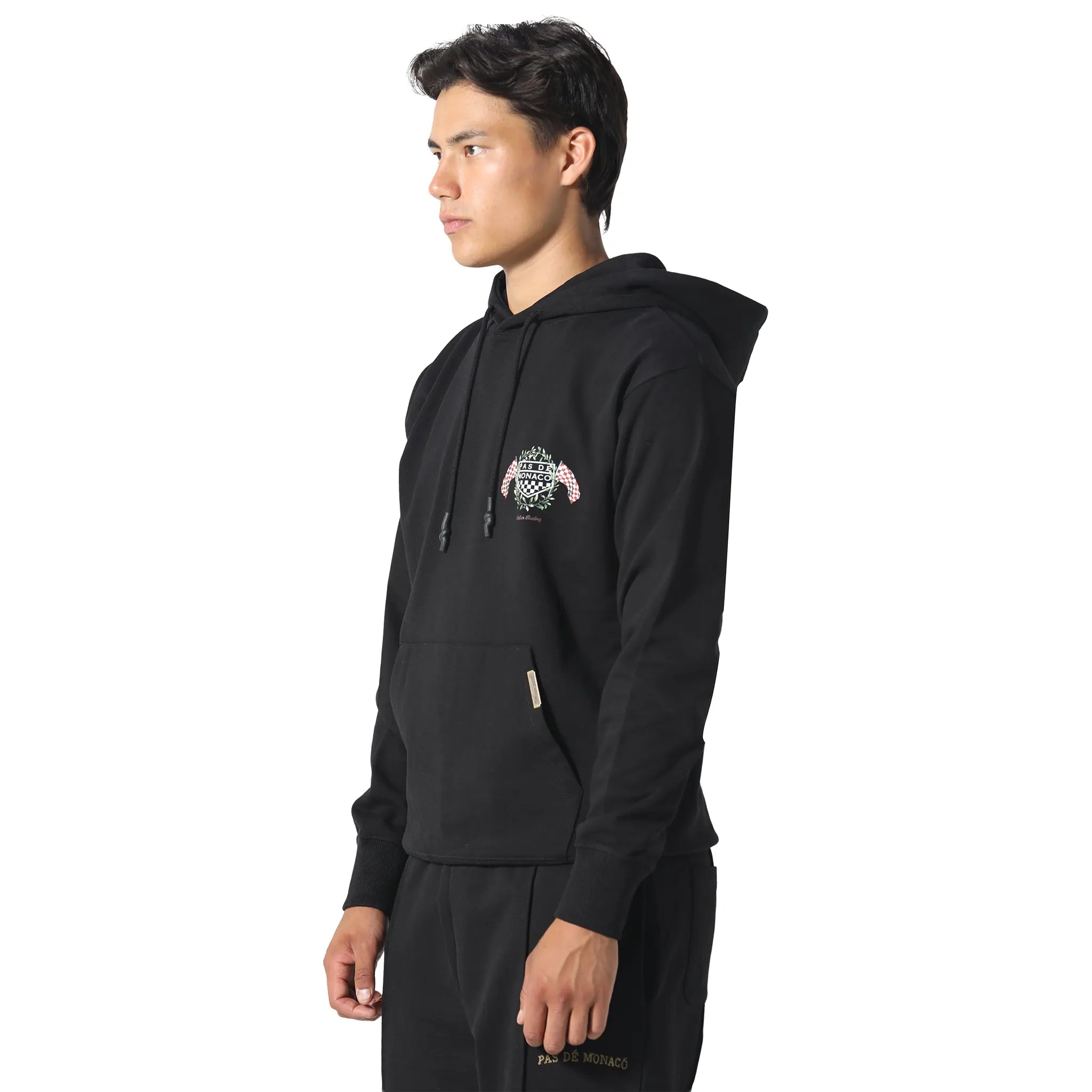Front Side View of Pas De Monaco La Race Black Hoodie PKK22S003-Q11