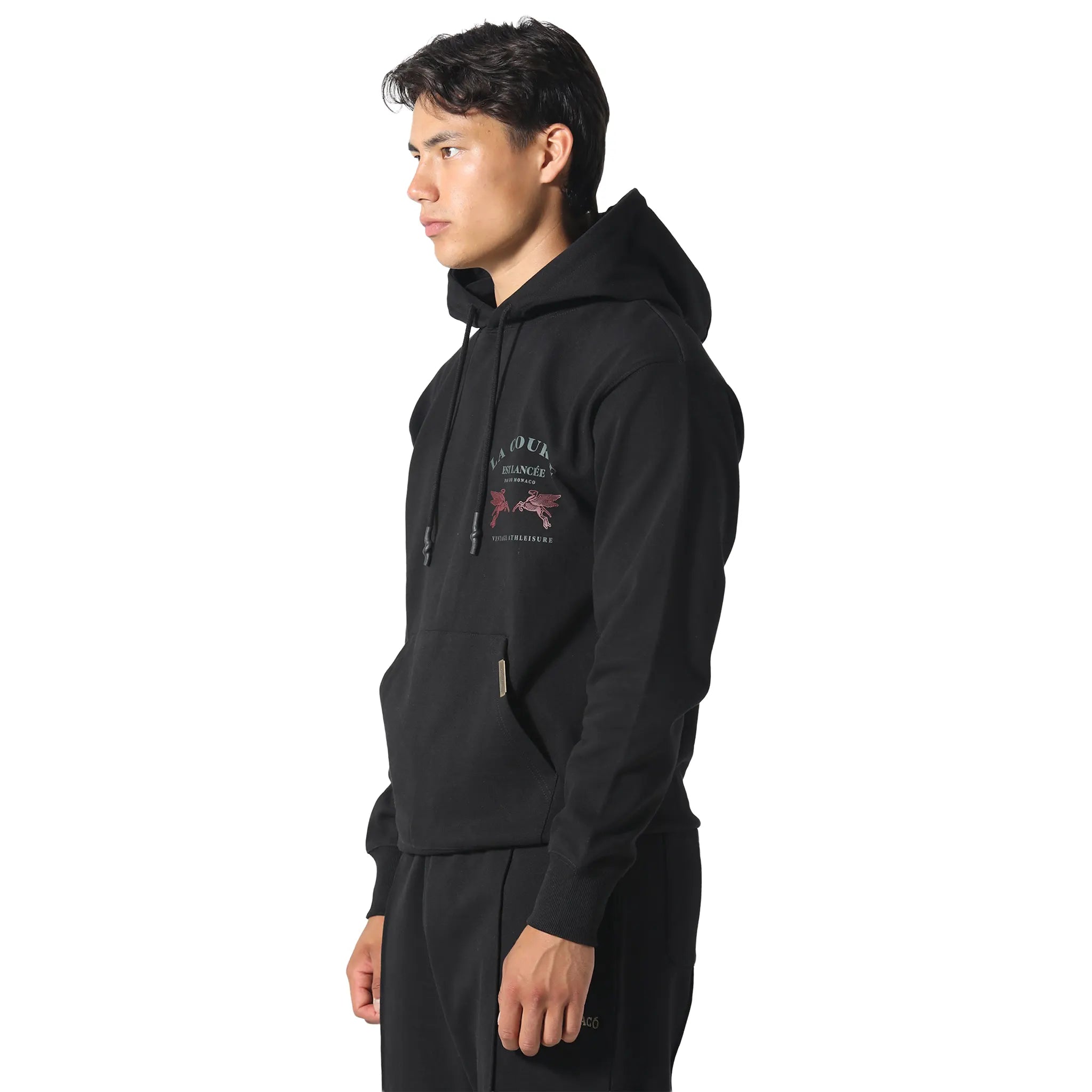 Front Side View of Pas De Monaco Le Course Black Hoodie PKK22S004-Q11