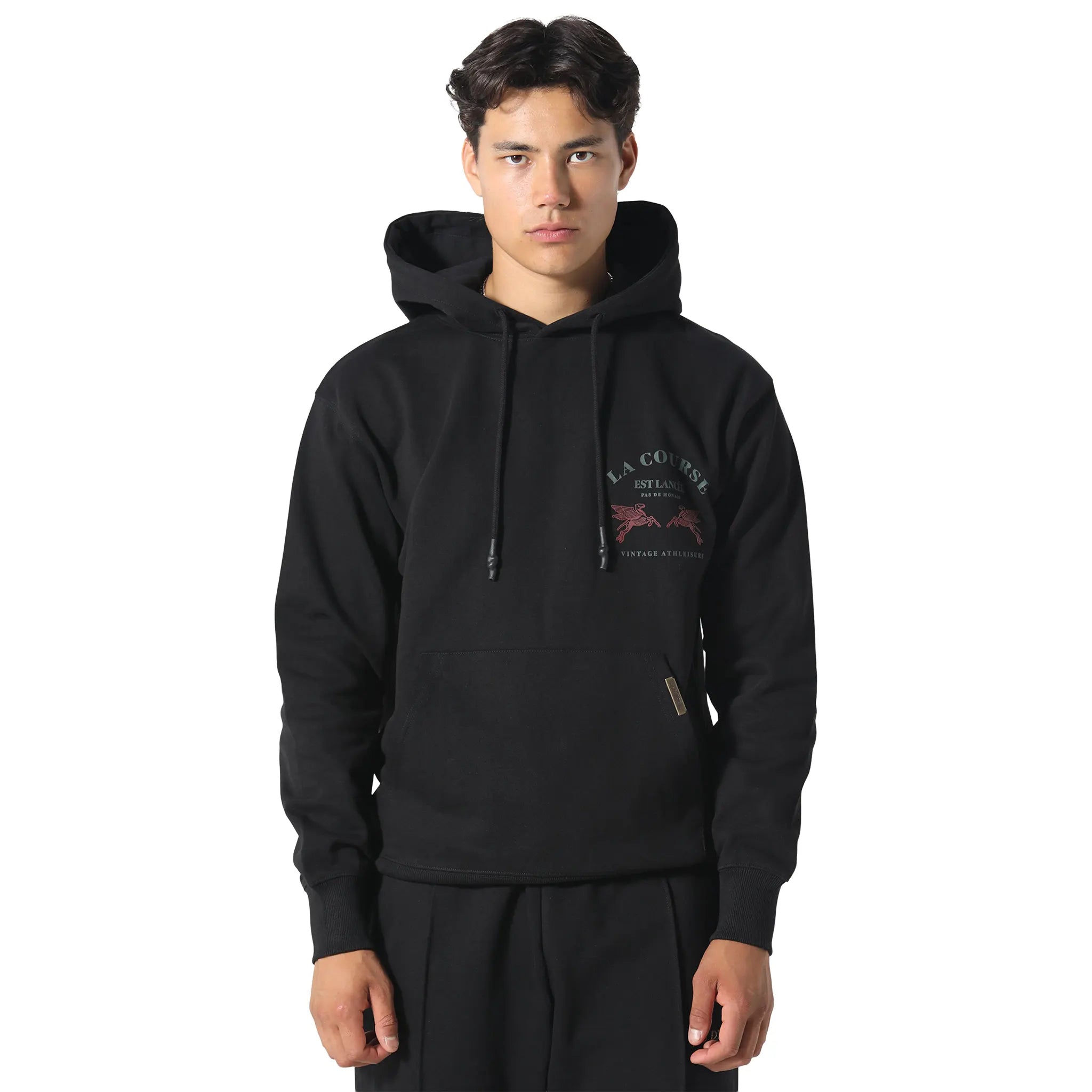 Front View of Pas De Monaco Le Course Black Hoodie PKK22S004-Q11