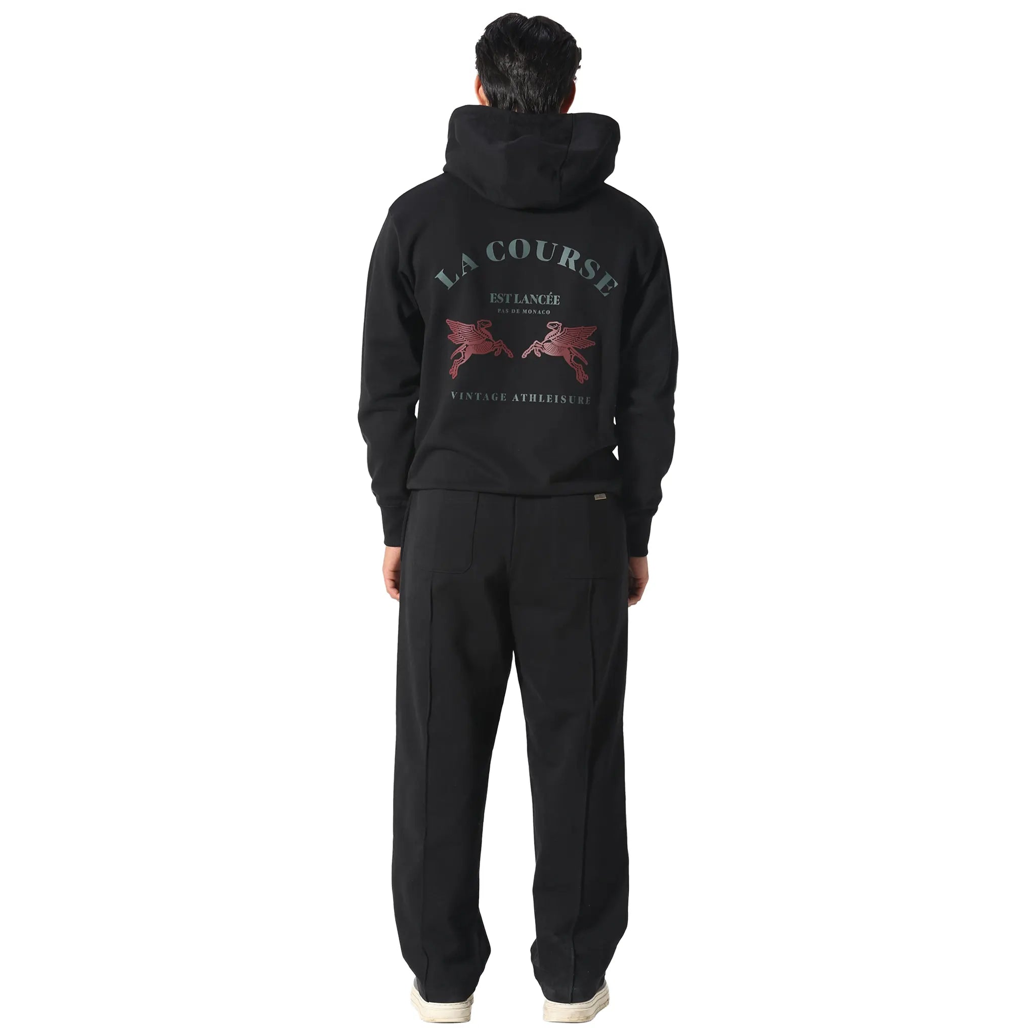 Back View of Pas De Monaco Le Course Black Hoodie PKK22S004-Q11