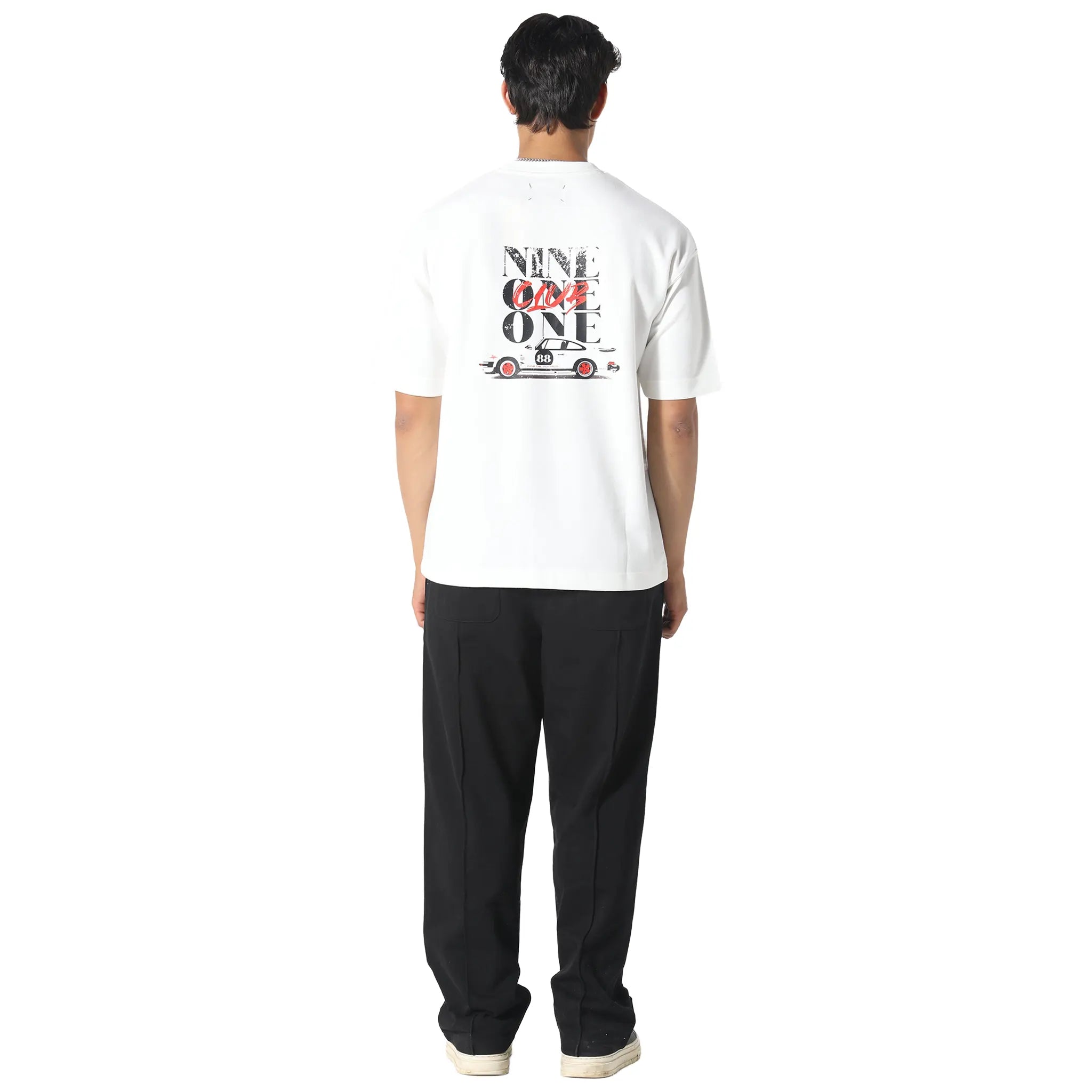 Back View of Pas De Monaco Nine One One Off White T-Shirt 5060615205479