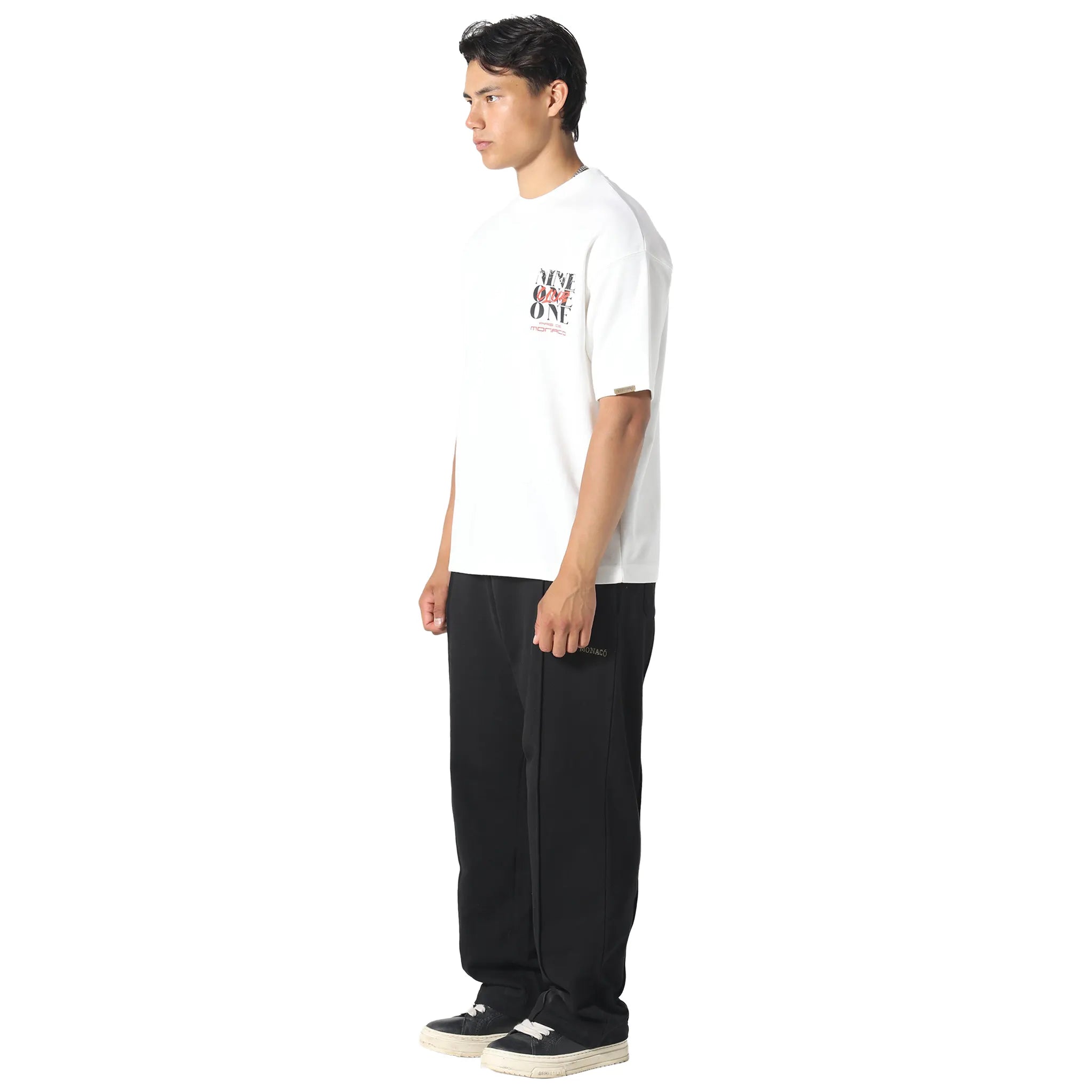 Front Side View of Pas De Monaco Nine One One Off White T-Shirt 5060615205479