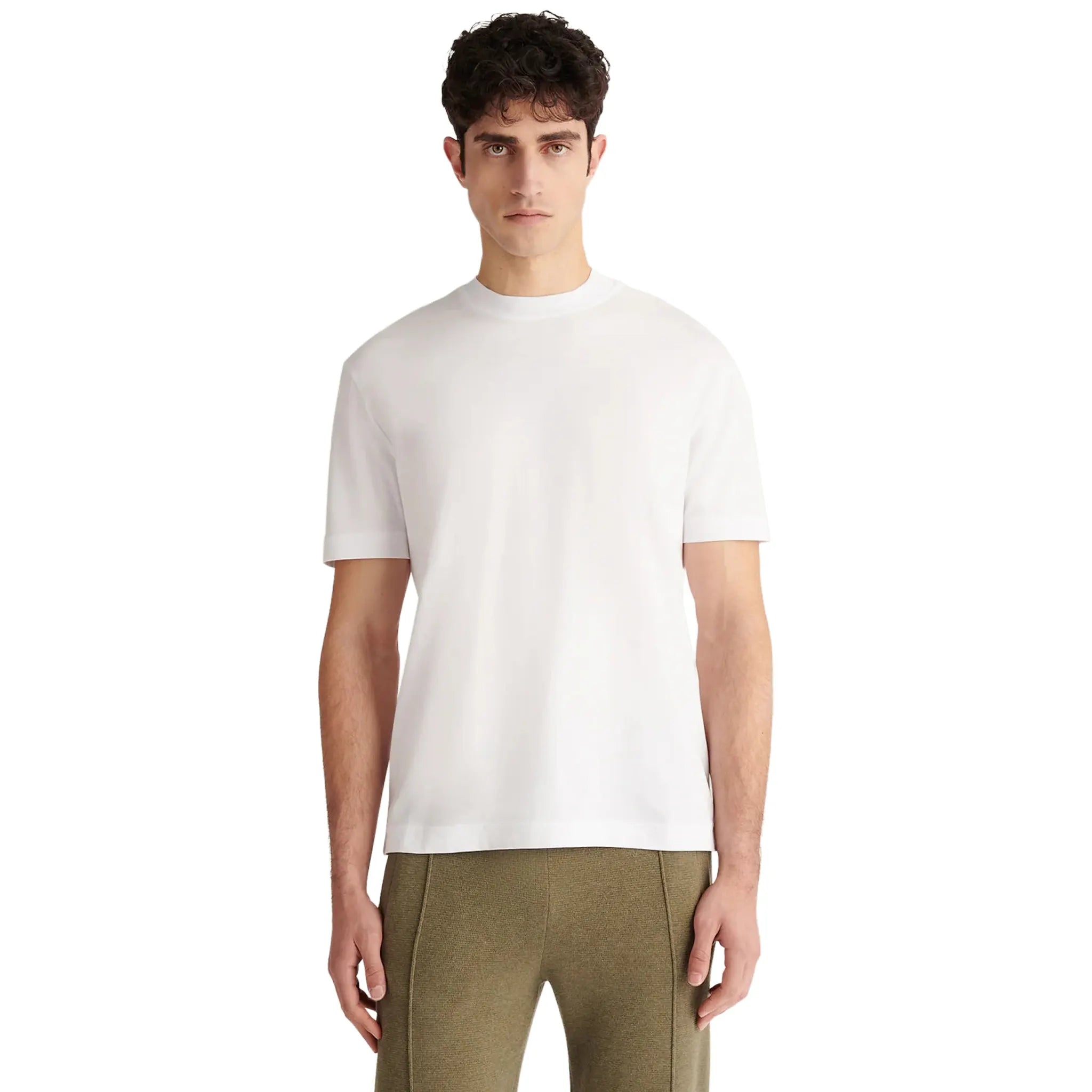 Front View of Peckham Rye Devonshire Mercerised Cotton Bright White T-Shirt