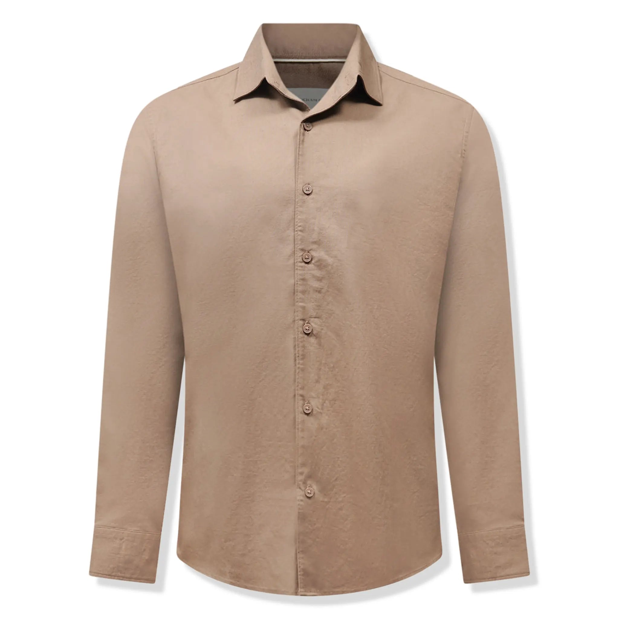 Front View of Peckham Rye Grove Linen Blend Caribou Shirt