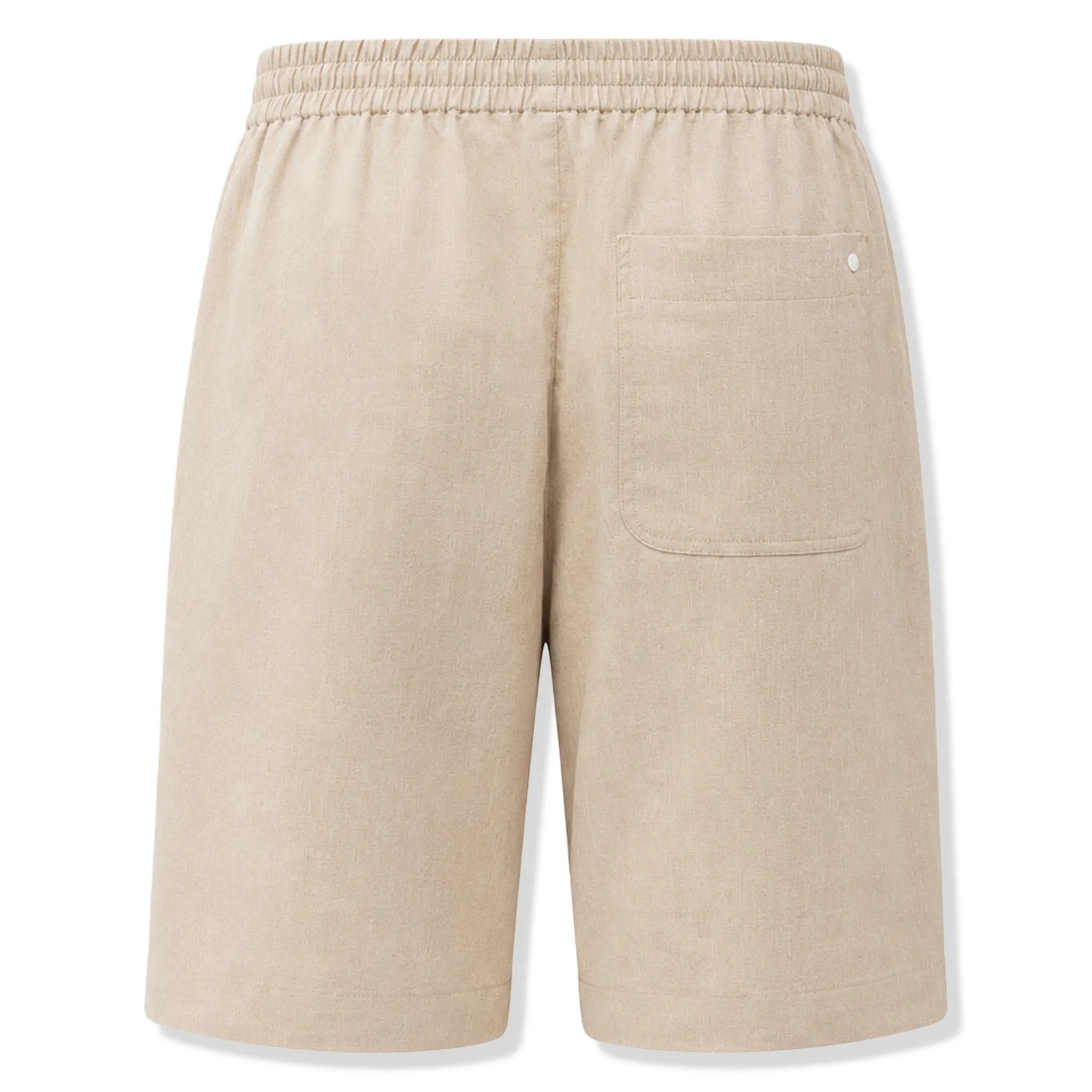 Back View of Peckham Rye Lido Linen Blend Bermuda Peyote Shorts