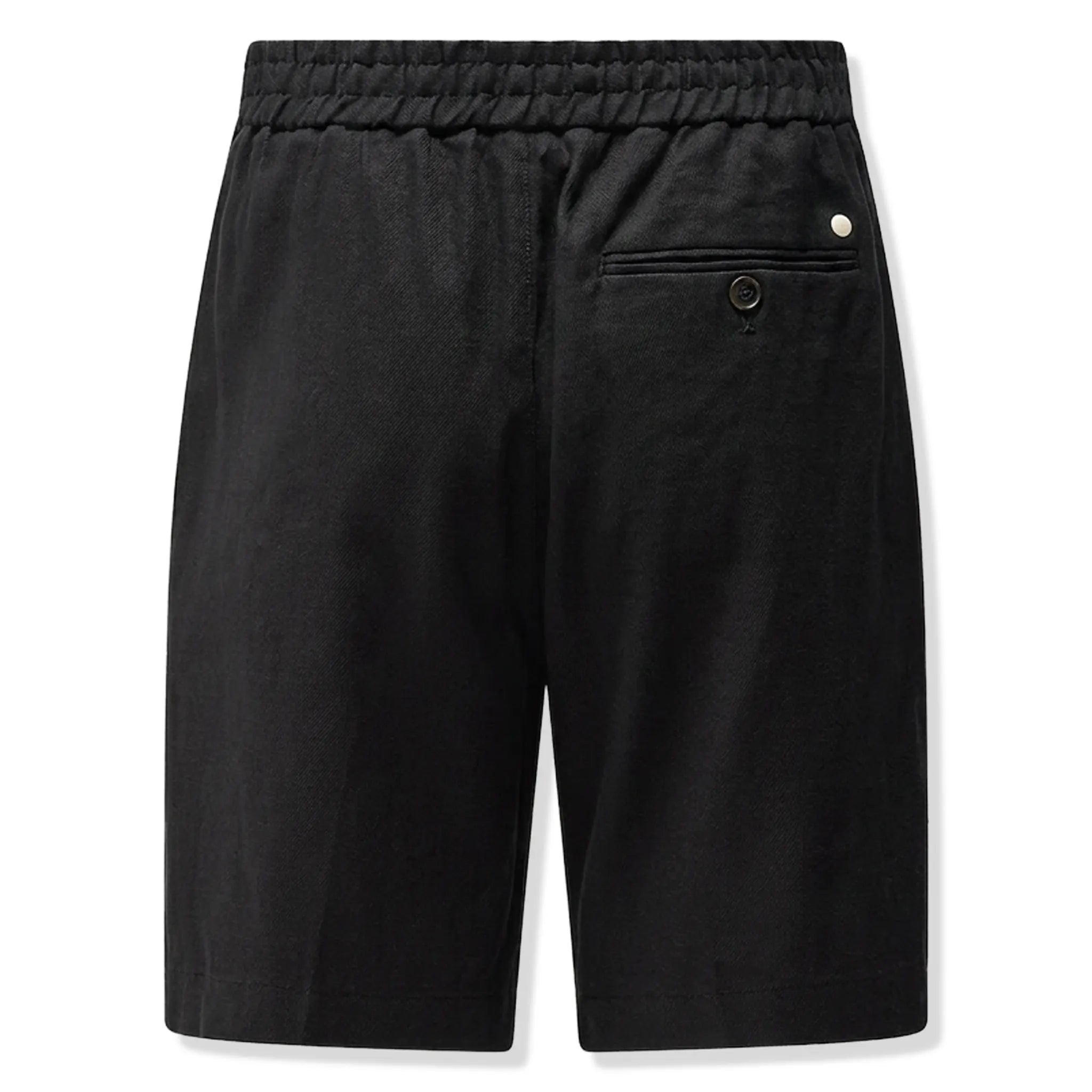 Back View of Peckham Rye Marina Linen Blend Bermuda Black Shorts