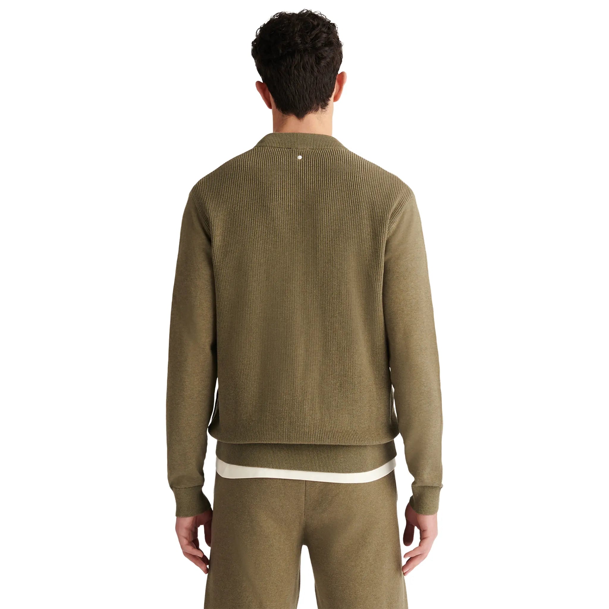 Back View of Peckham Rye Milano Knit Bomber Tea Leaf Cardigan