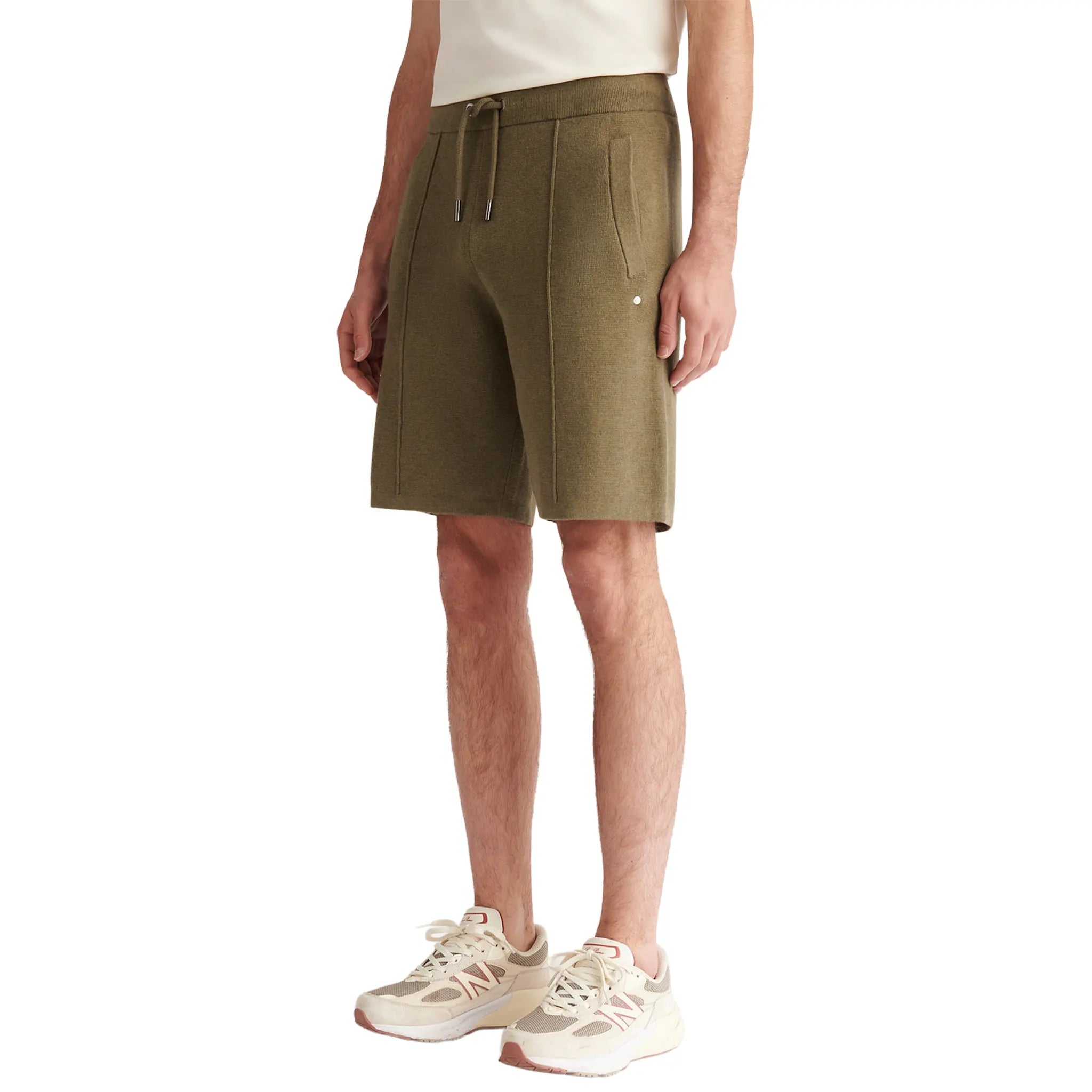 Front View of Peckham Rye Milano Knit Tea Leaf Shorts
