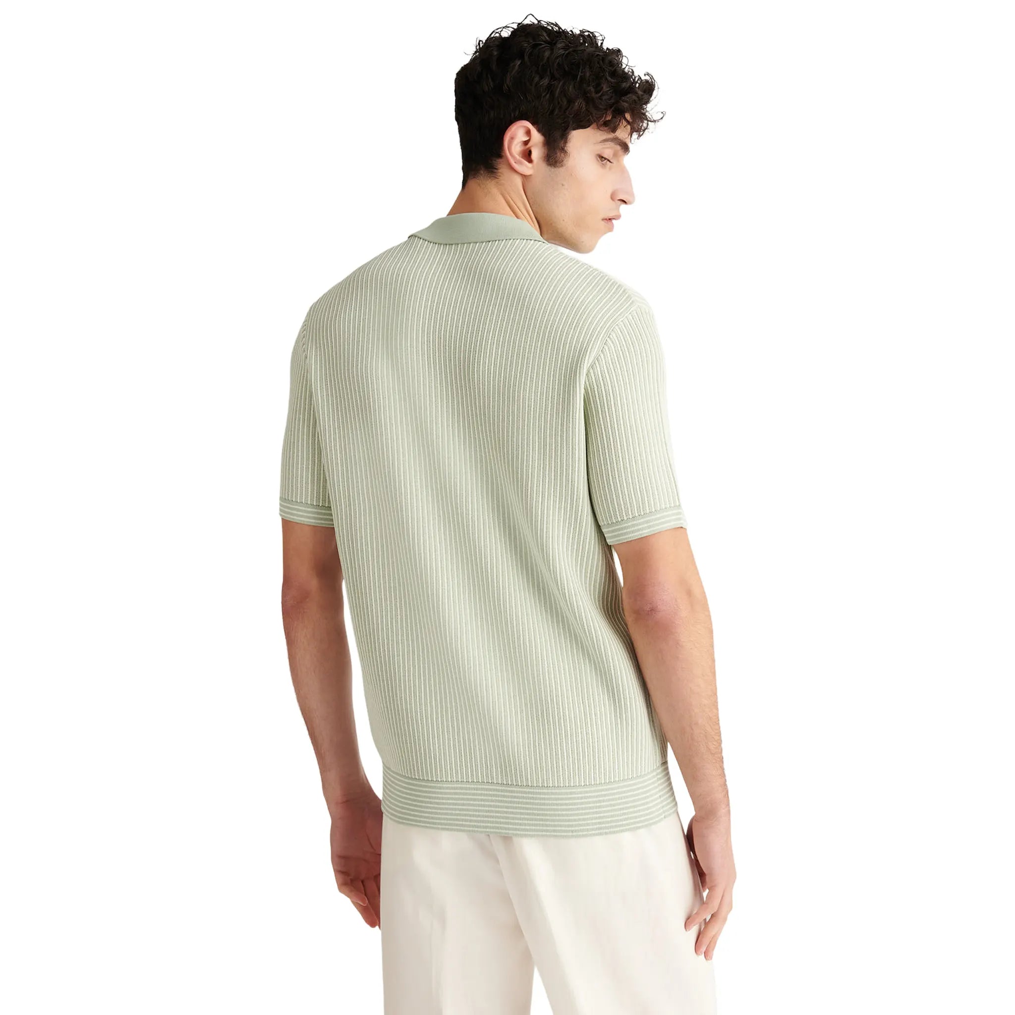 Back View of Peckham Rye Sidney Revere Knit Seafoam Polo Shirt