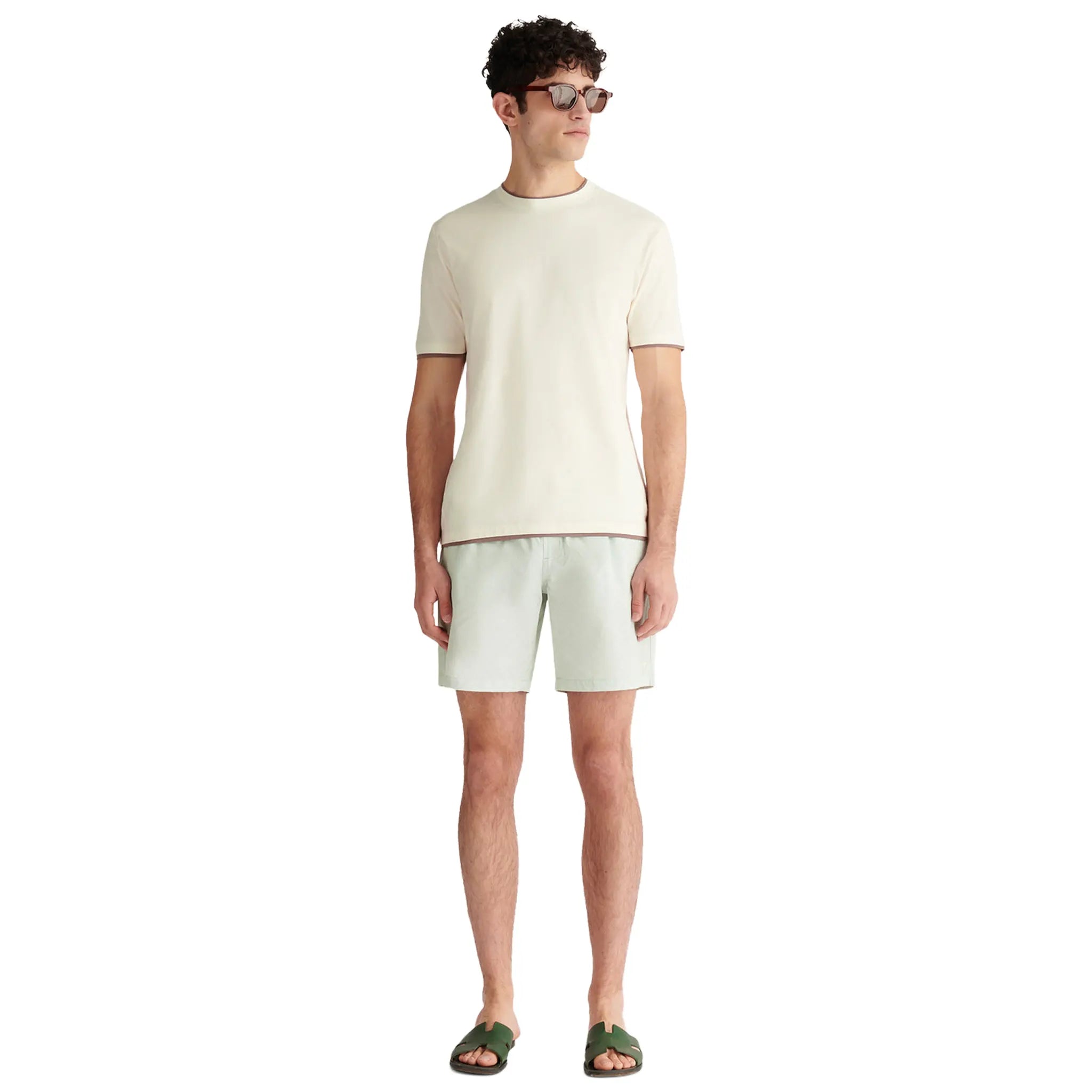 Front View of Peckham Rye The 305 Monogram Seafoam Swim Shorts