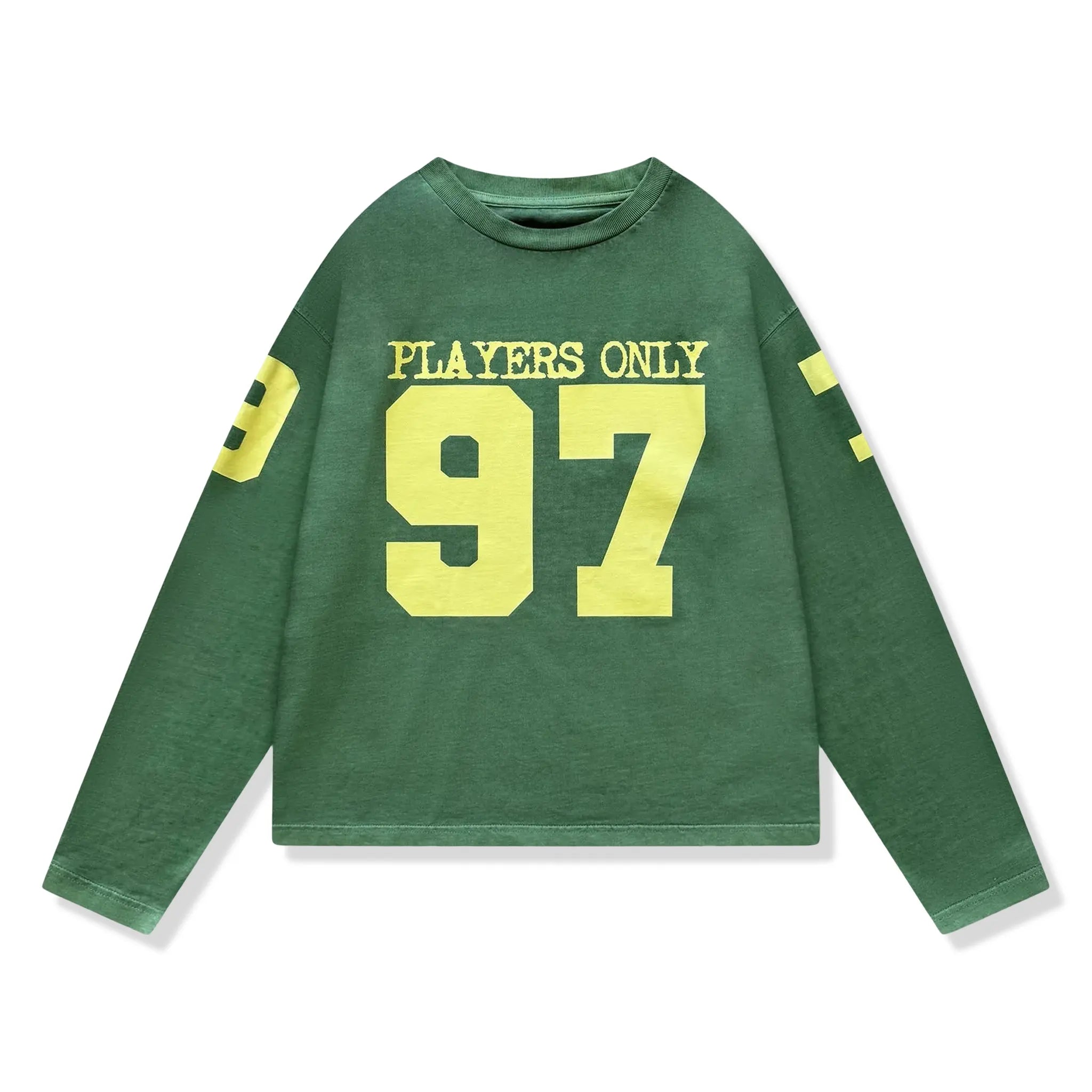 Front View of Players Only Jersey L/S Washed Green T-Shirt