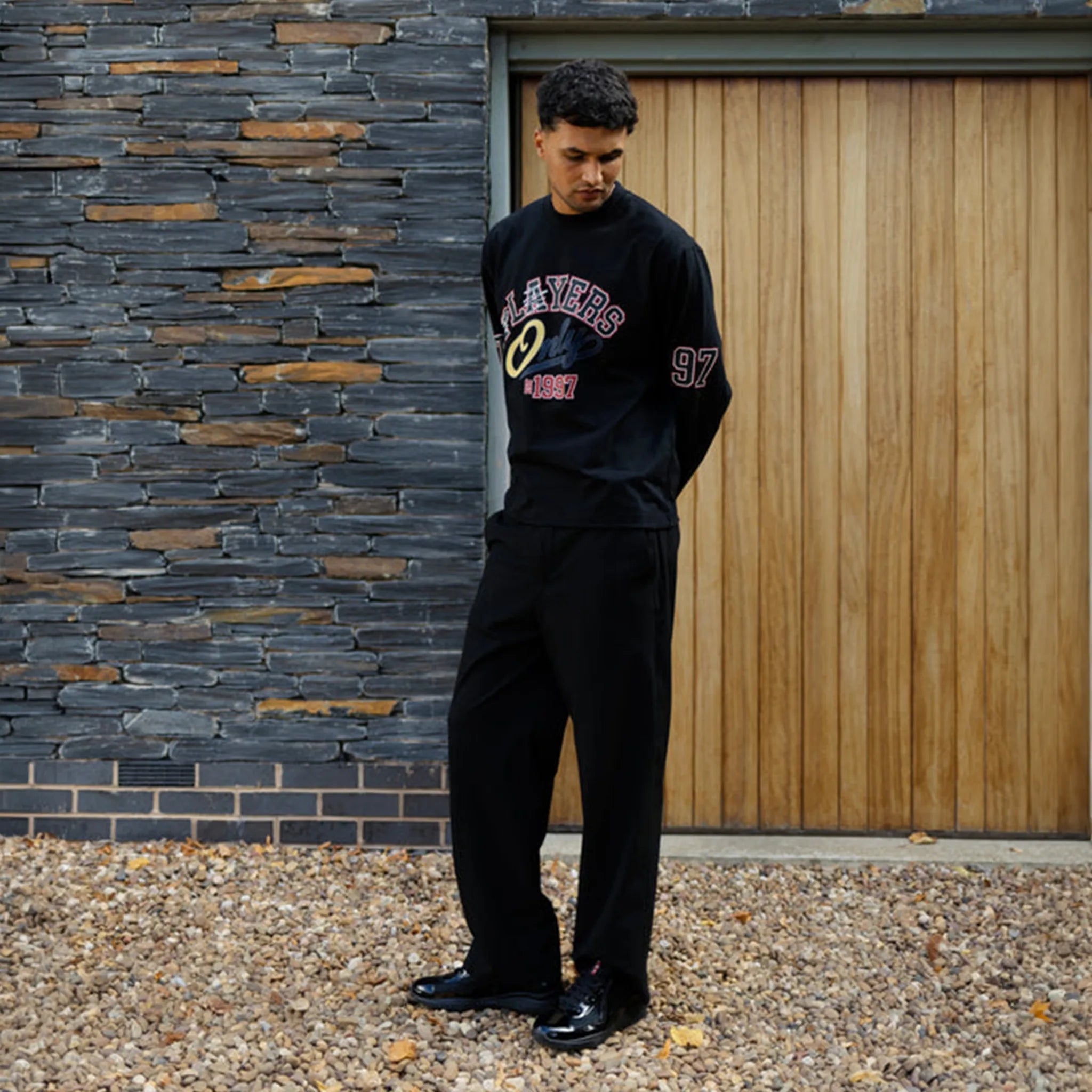 Model view of Players Only L/S Jersey Black T-Shirt