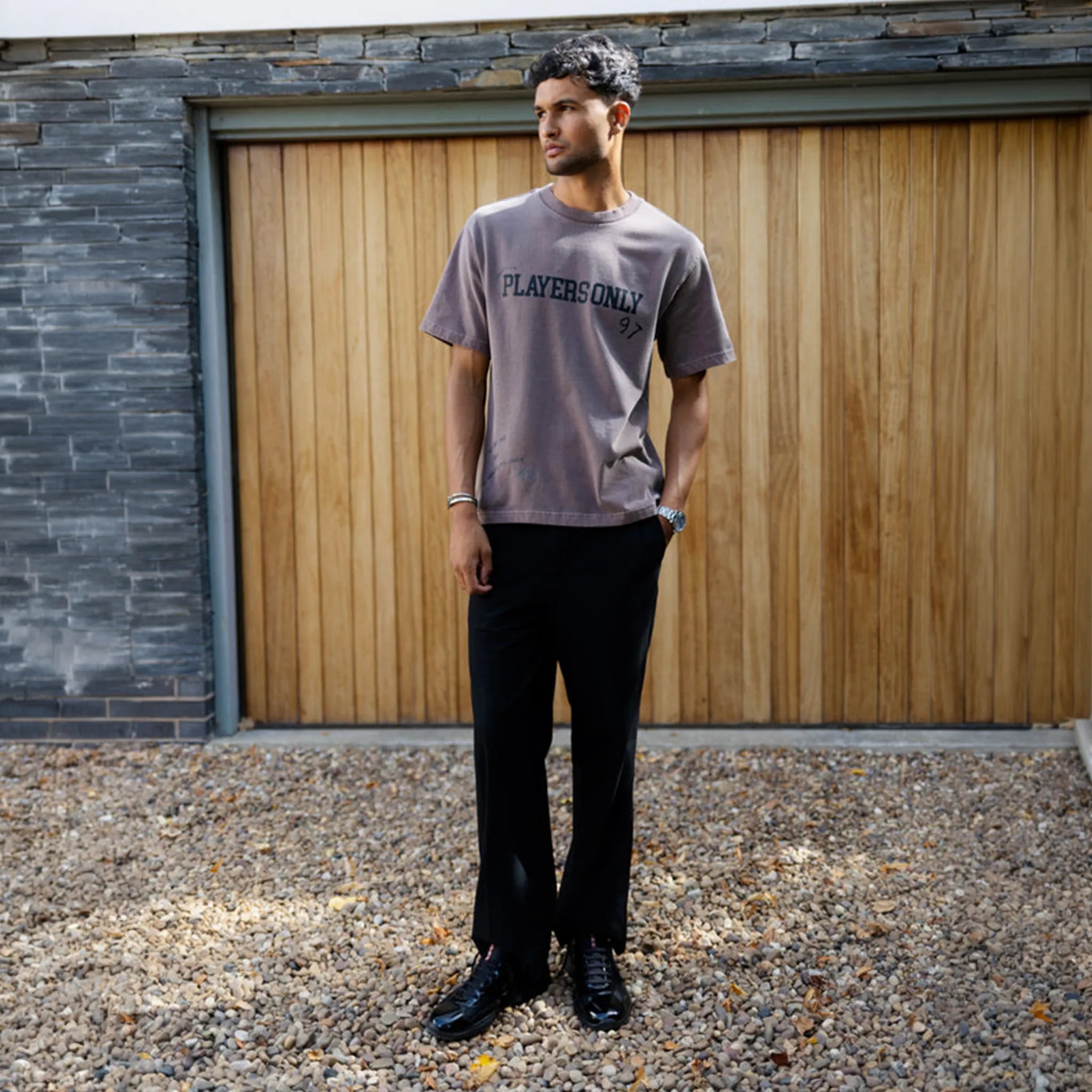 Model view of Players Only Play The Hand Your’e Dealt Brown T-Shirt