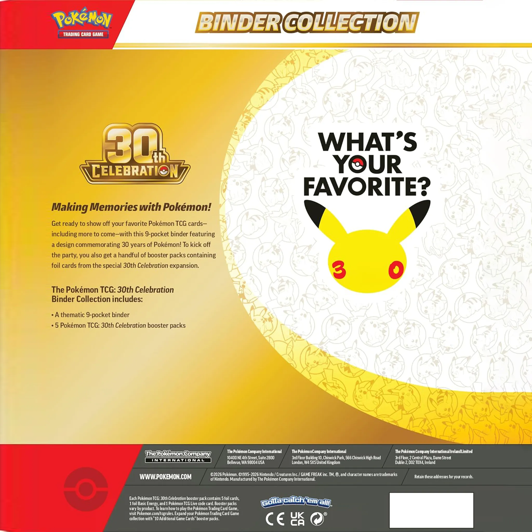 Back View of Pokemon Mega Evolution 30th Celebration Binder Collection (2026)