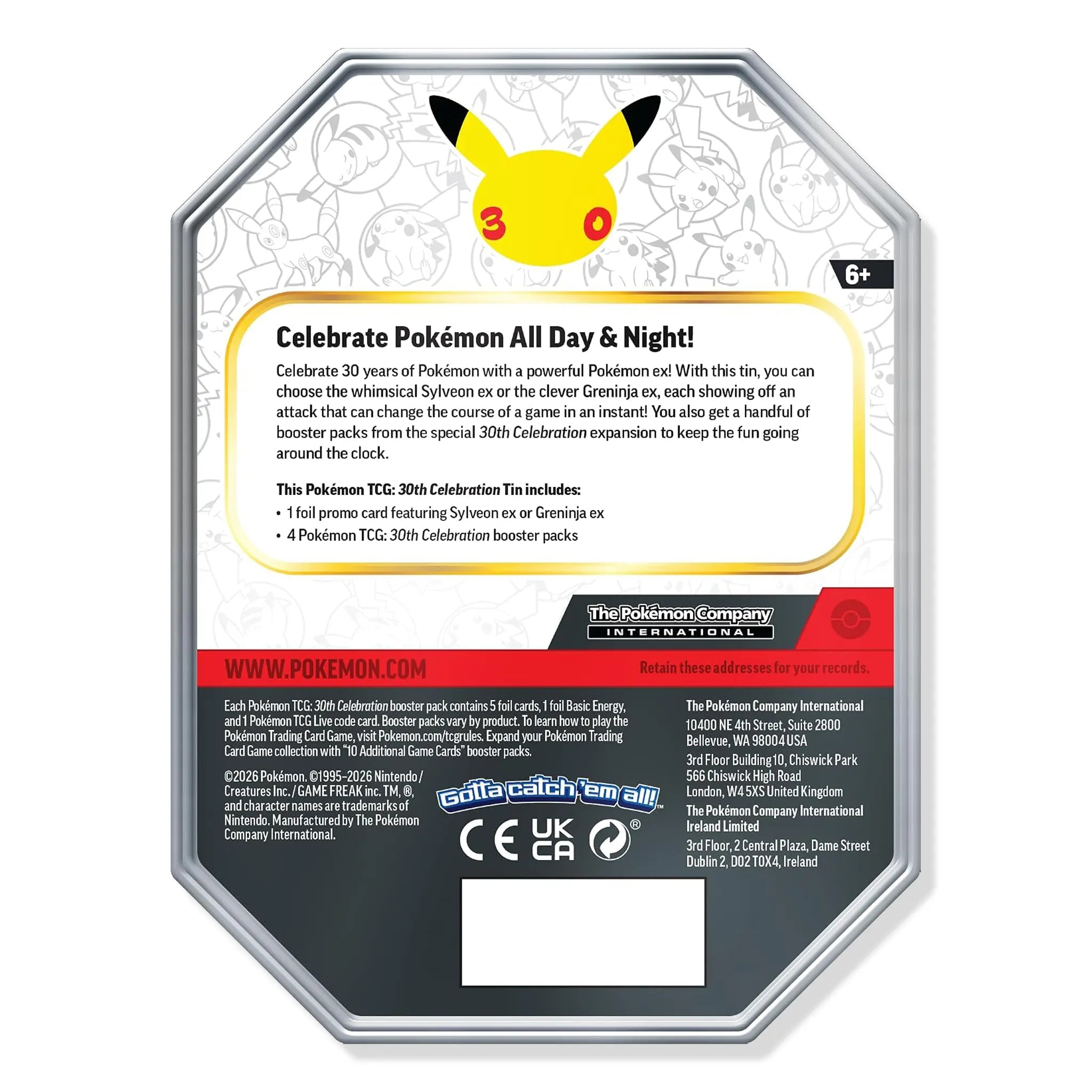 Back View of Pokemon Mega Evolution 30th Celebration Greninja Tin Box (2026)