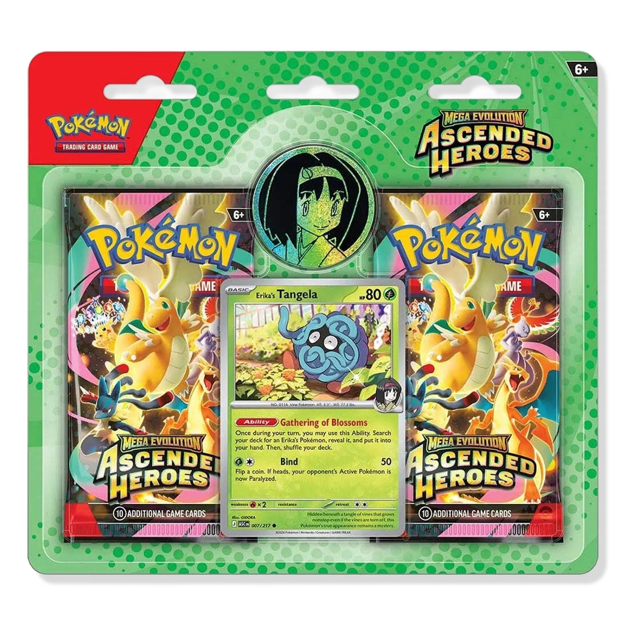Front View of Pokemon Mega Evolution Ascended Erika's Tangela Blister Pack (2026)